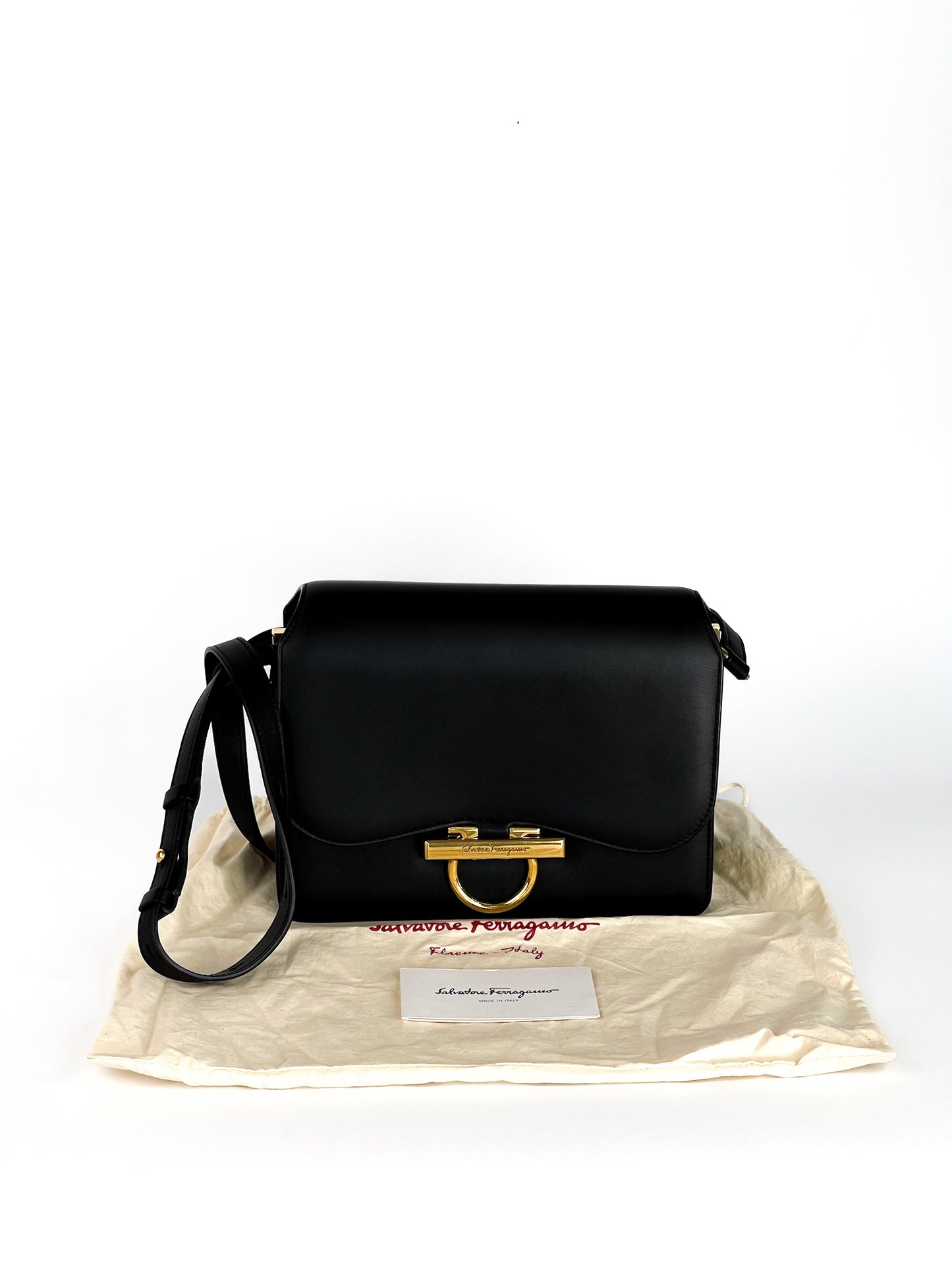Salvatore Ferragamo Calfskin Joanne Crossbody Black