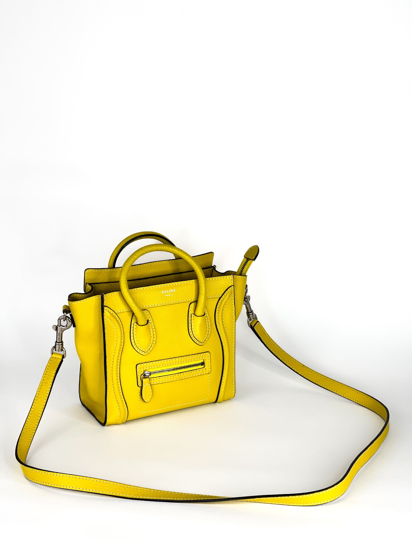Celine Yellow Leather Nano Luggage Tote