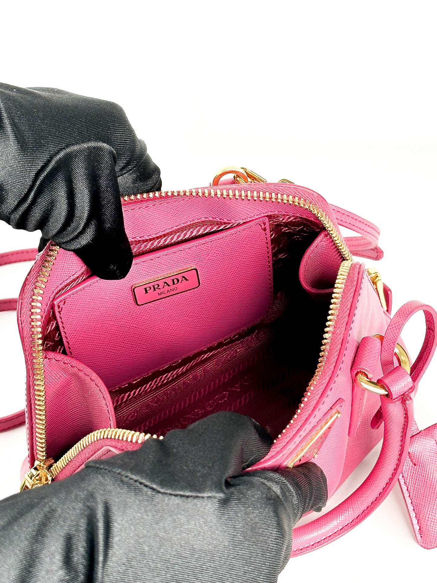 Prada Mini Saffiano Promenade Bag, Fuschia Pink