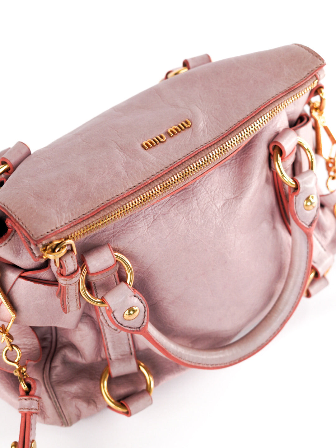 Miu Miu Vitello Lux Mini Bow Bag Mughetto
