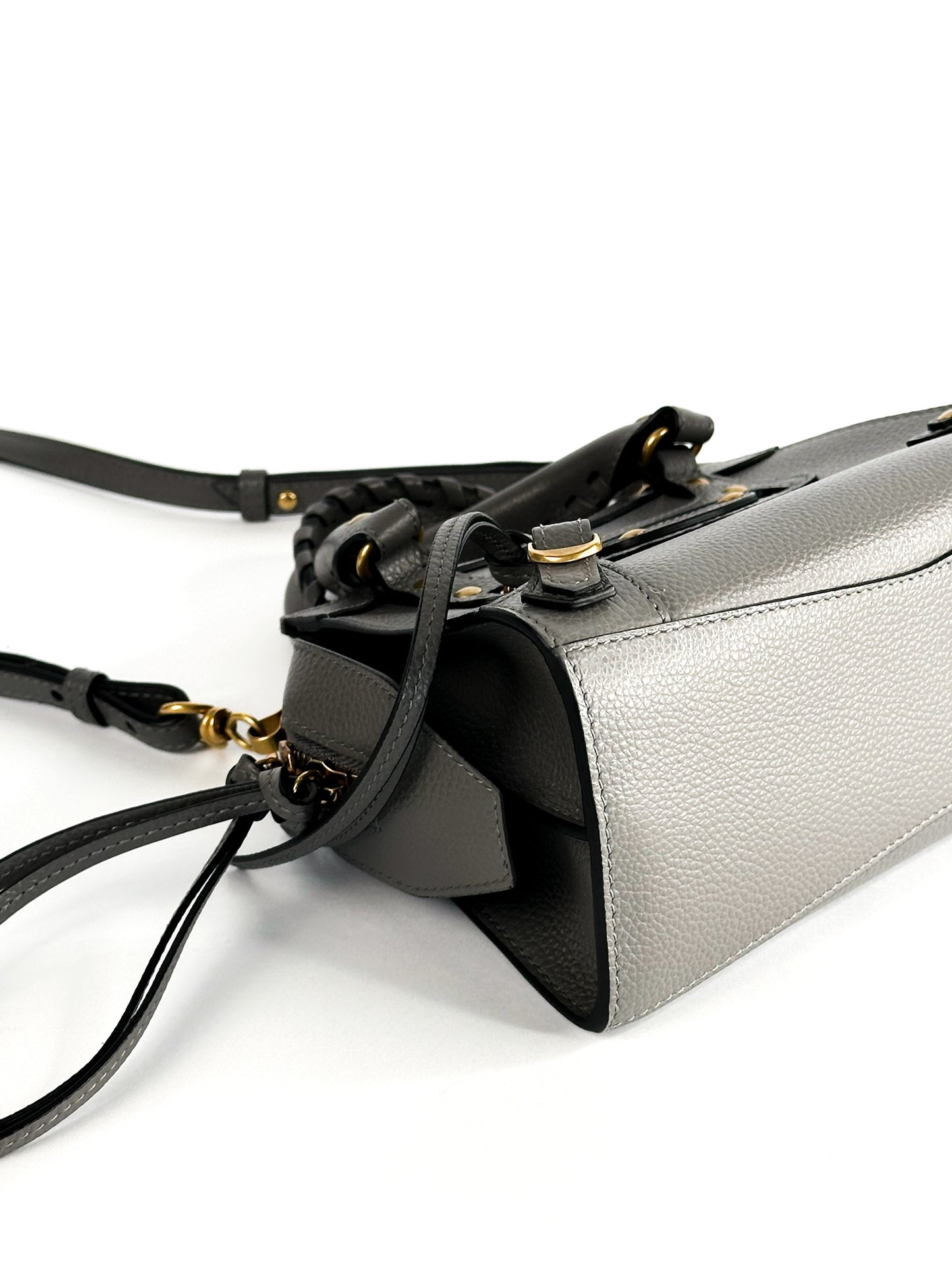 Balenciaga Grained Calfskin Neo Classic Gold Hardware Mini City Dark Grey
