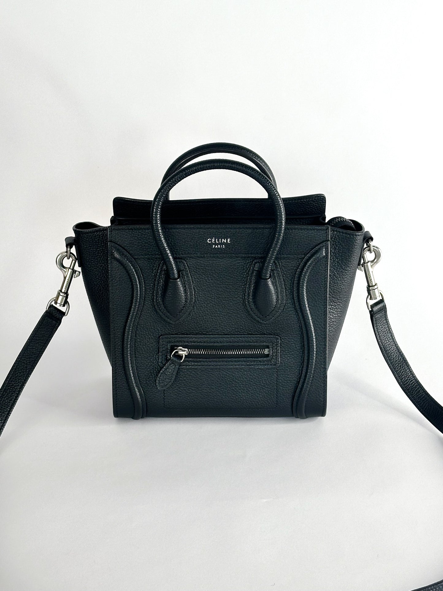 Celine Nano Luggage Bag In Drummed Calfskin Leather