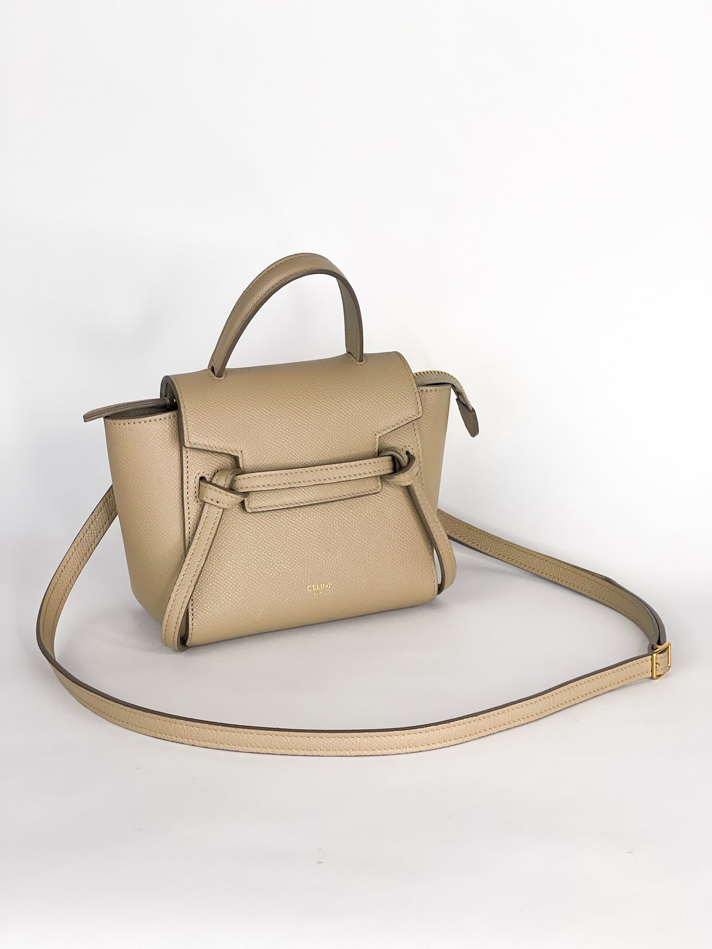Celine Grained Calfskin Pico Belt Bag Light Taupe