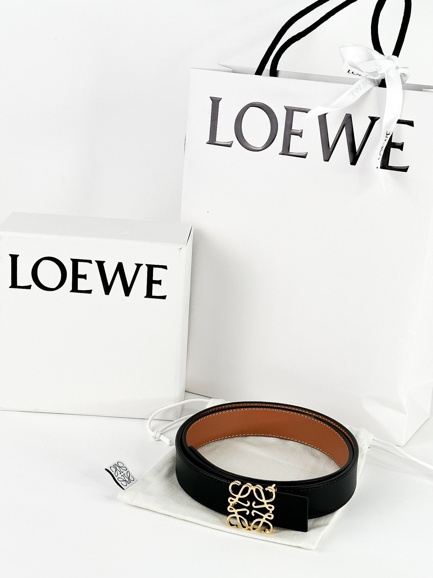 Loewe Anagram Logo Reversible Leather Belt Black/Brown