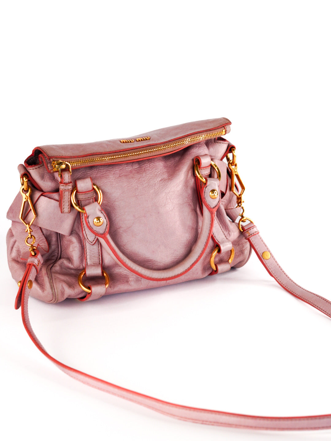 Miu Miu Vitello Lux Mini Bow Bag Mughetto