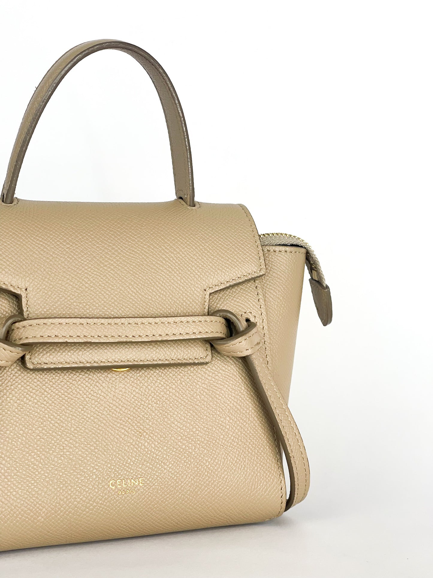Celine Grained Calfskin Pico Belt Bag Light Taupe
