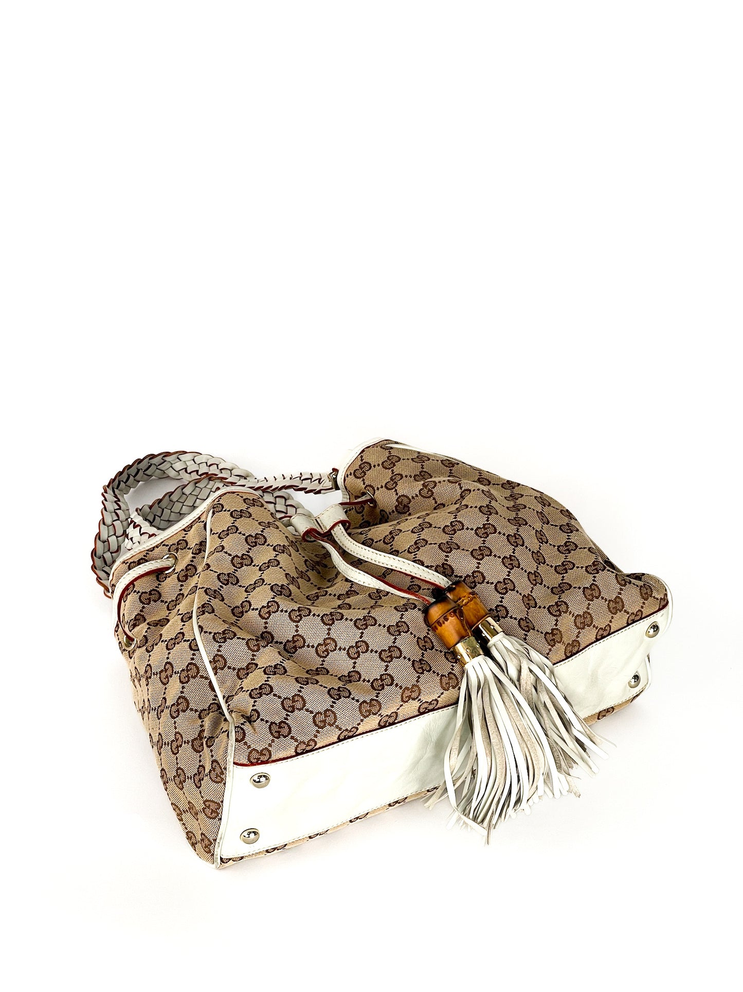 Gucci Monogram Peggy Braided Tote Off White