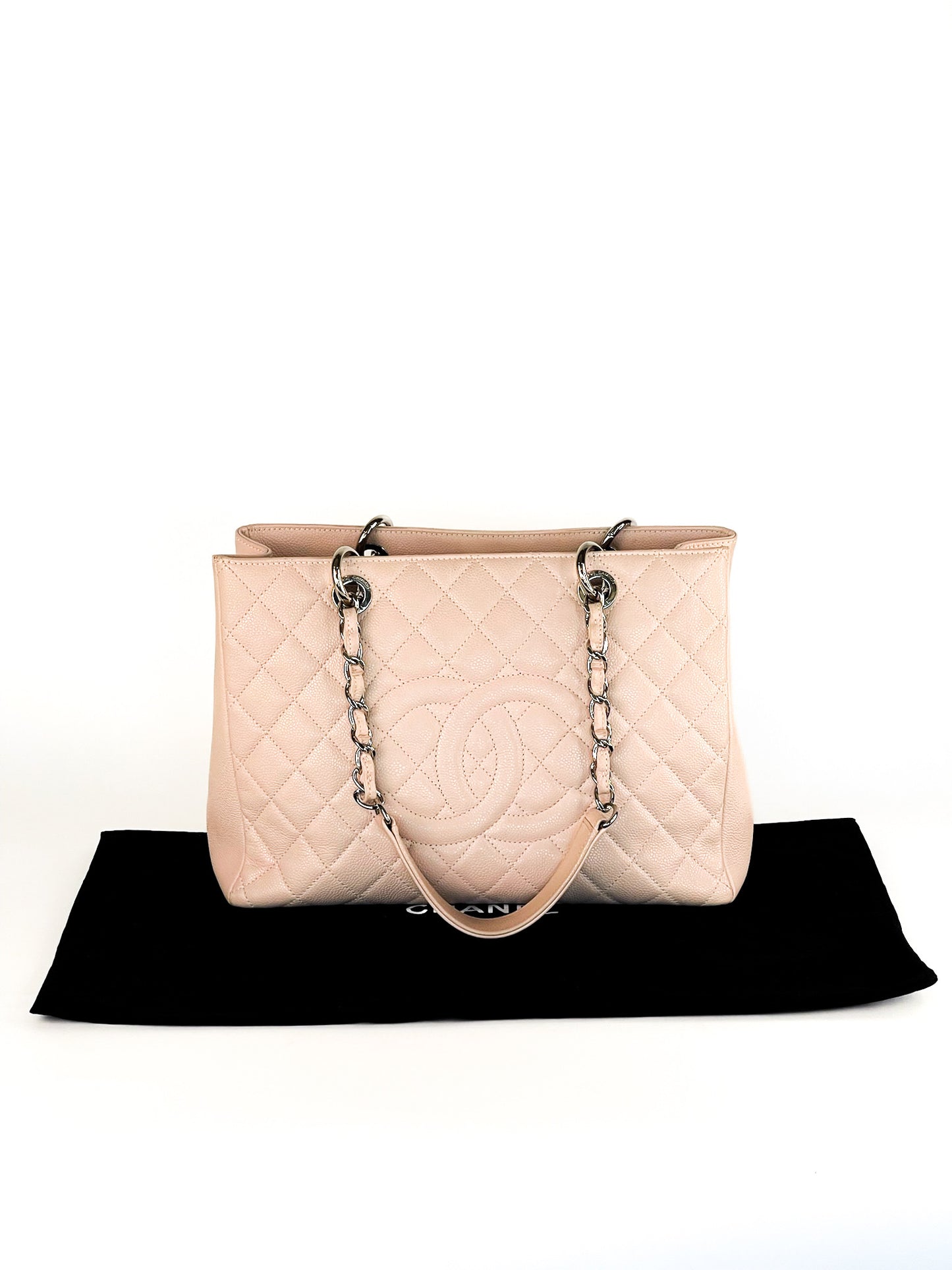 Chanel Caviar Grand Shopping Tote (GST) Quilted Caviar Leather Silver Hardware
