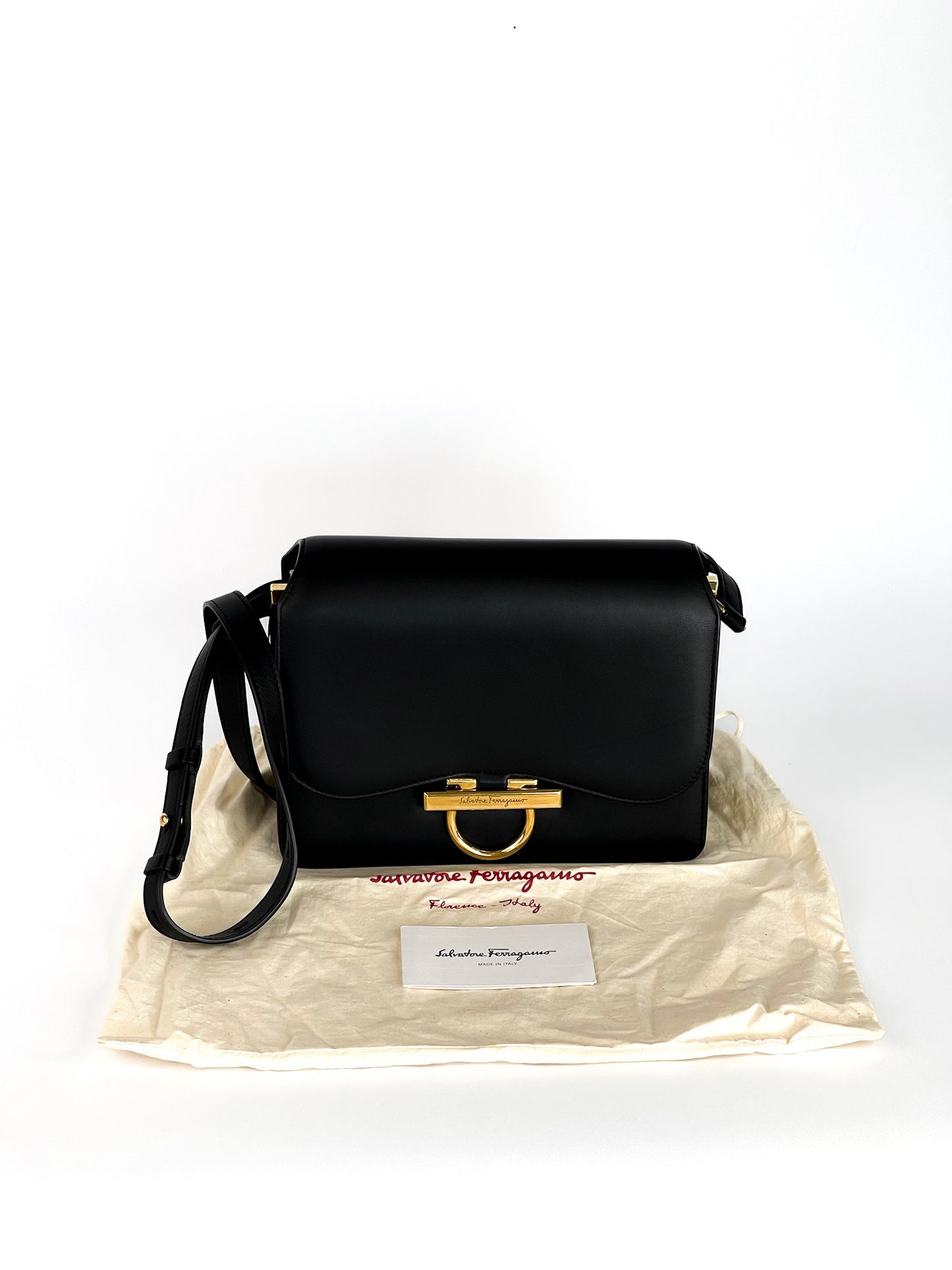 Salvatore Ferragamo Calfskin Joanne Crossbody Black