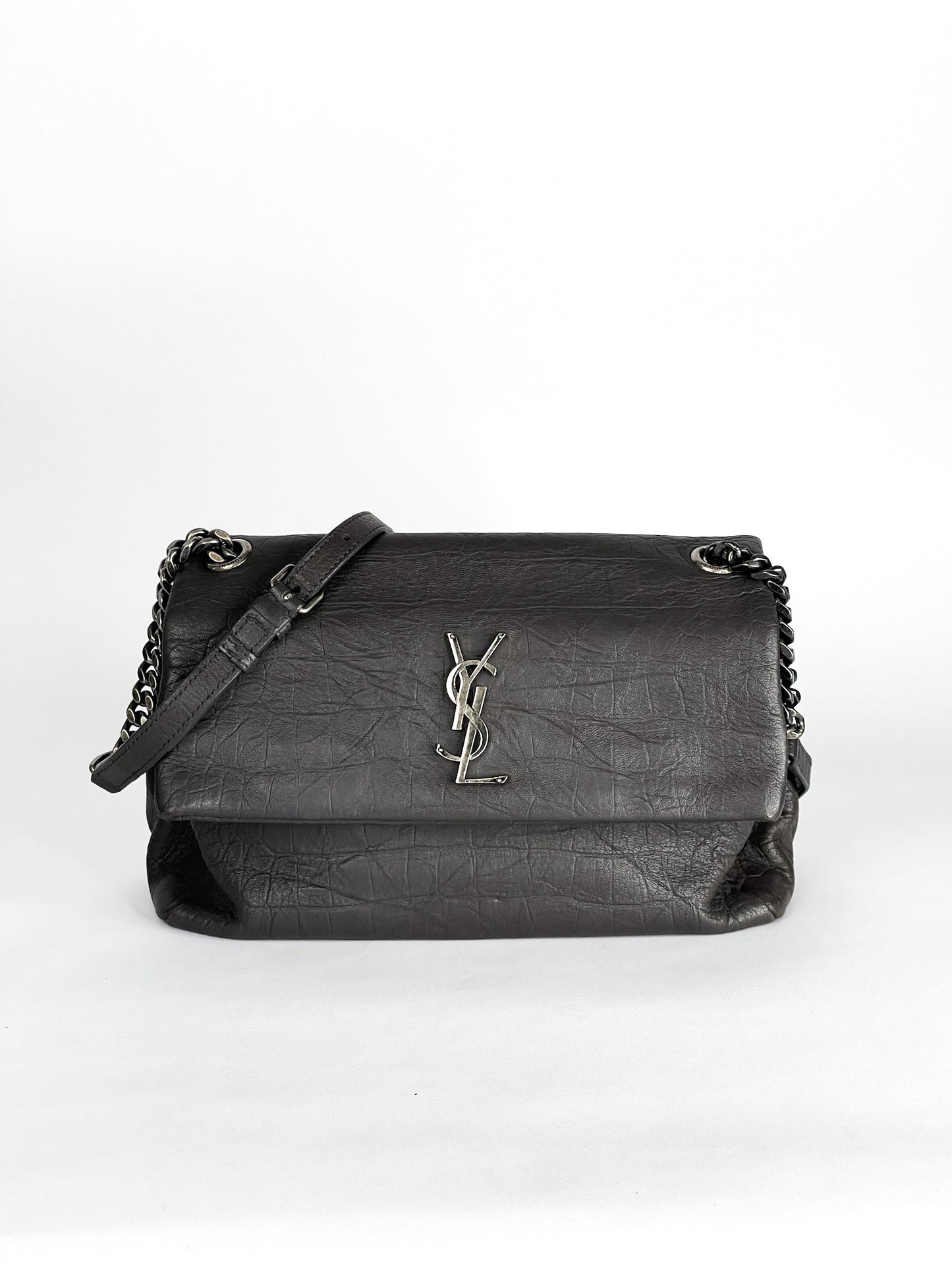Saint Laurent West Hollywood Shoulder Bag Crocodile Embossed Leather Medium