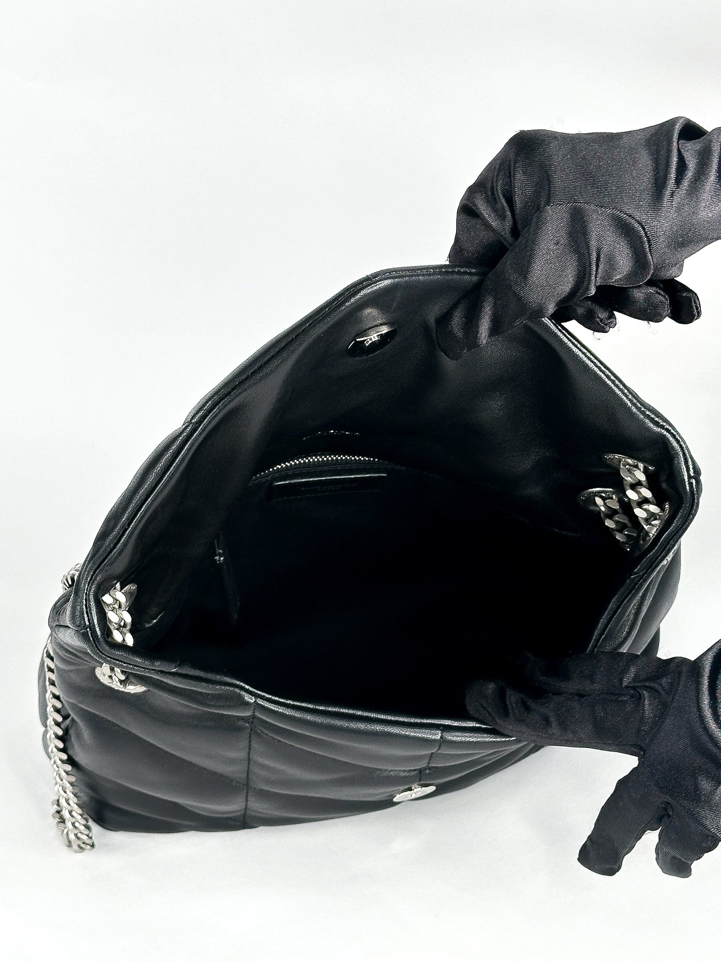 Saint Laurent Black Quilted Lambskin Small Loulou Puffer Bag