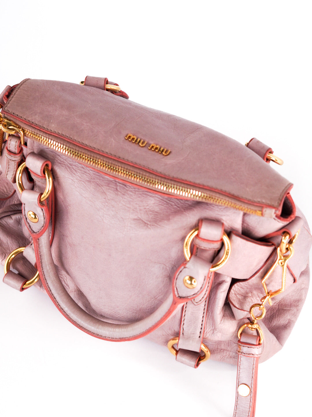 Miu Miu Vitello Lux Mini Bow Bag Mughetto