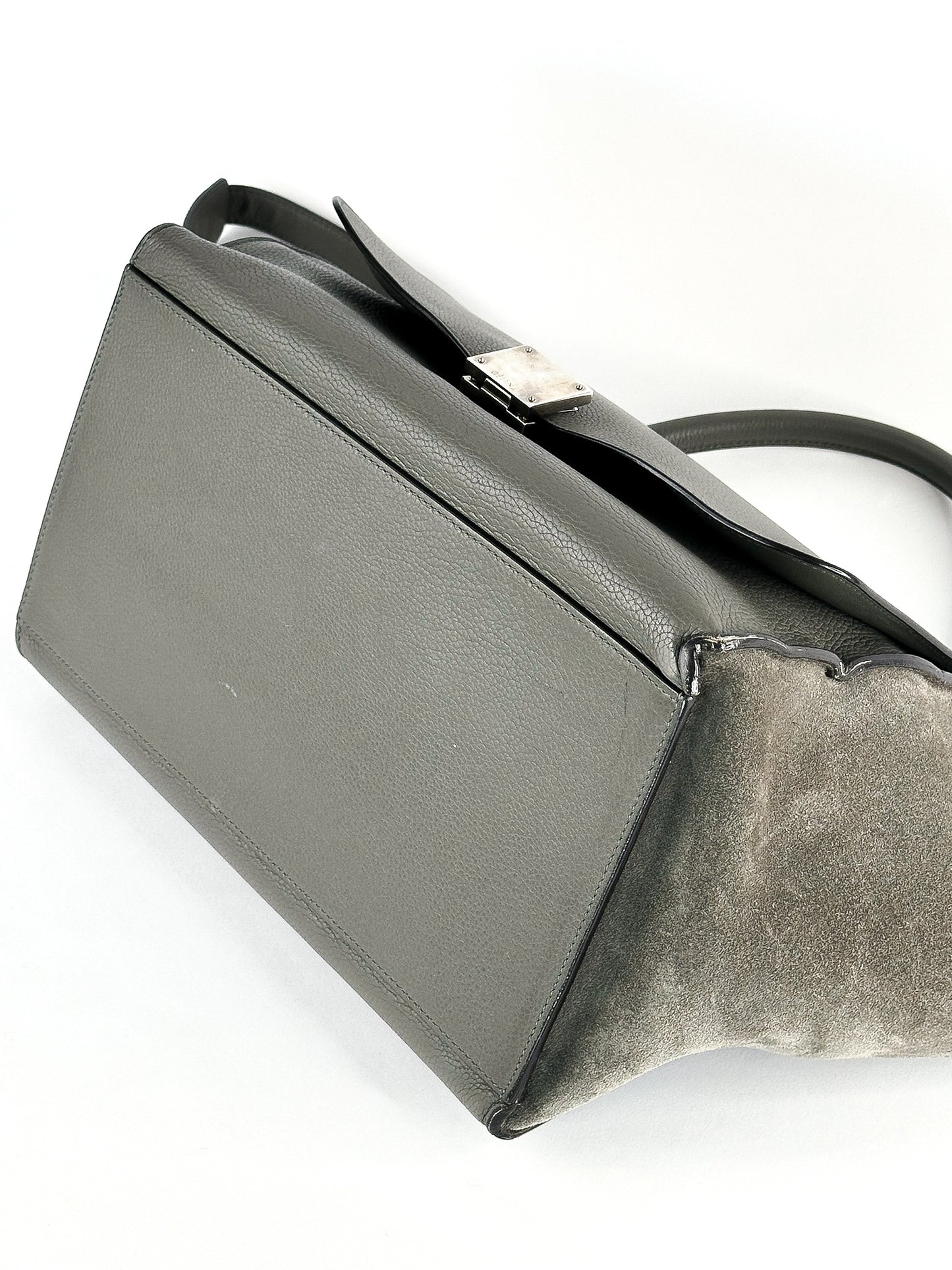 Celine Drummed Calfskin Suede Medium Trapeze