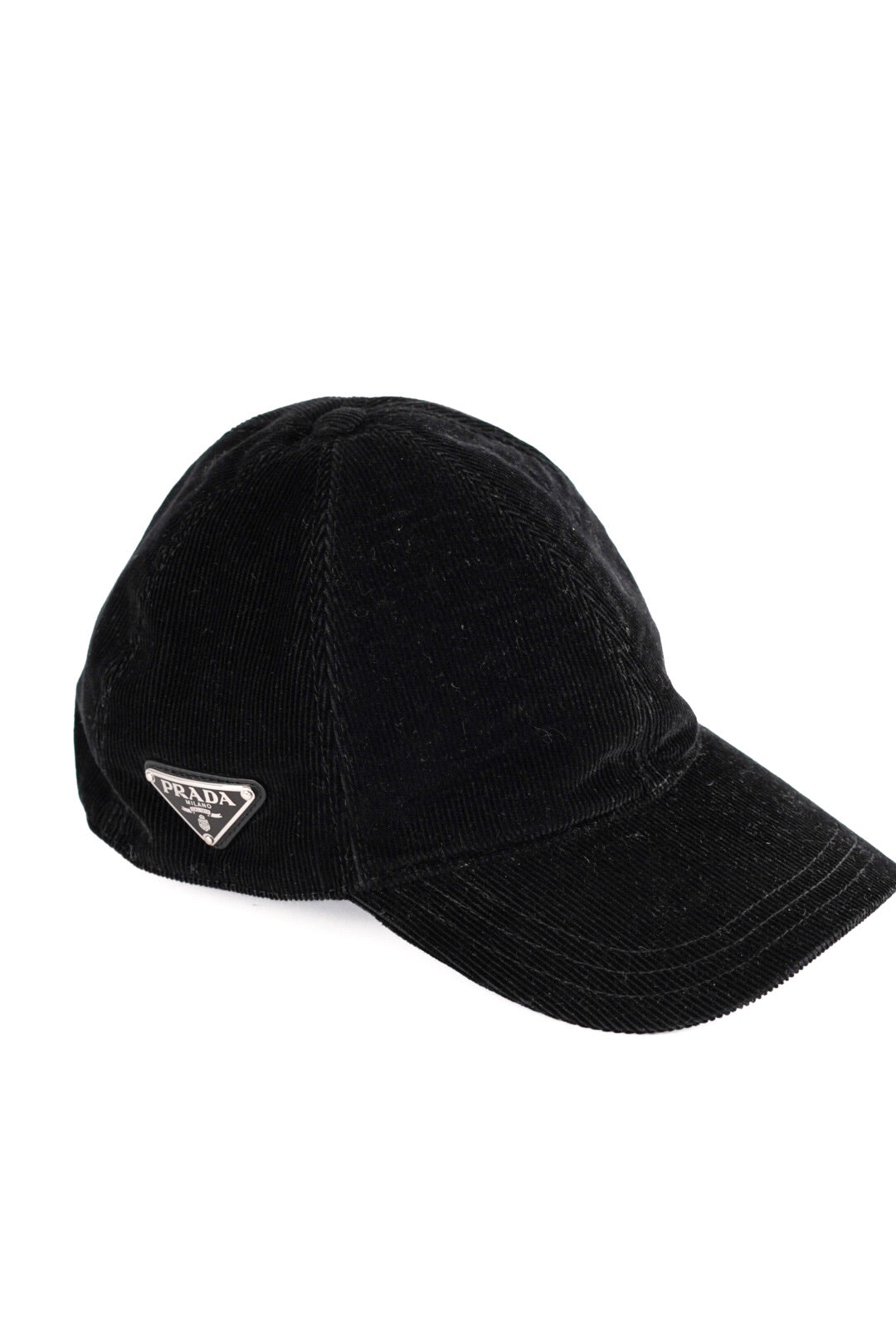 Prada Triangle-Logo Corduroy Cap