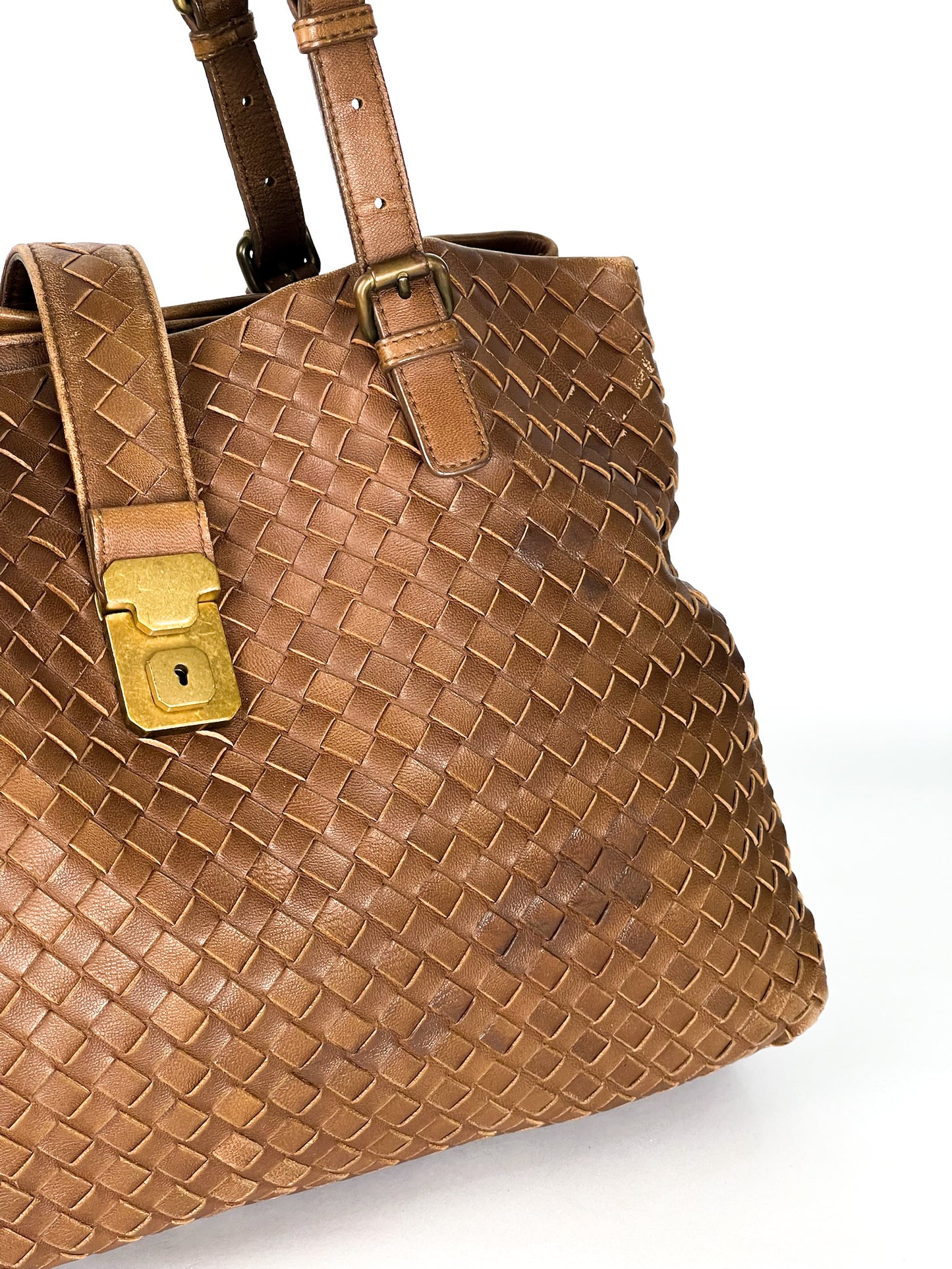 Bottega Veneta Tan Intrecciato Leather Roma Tote