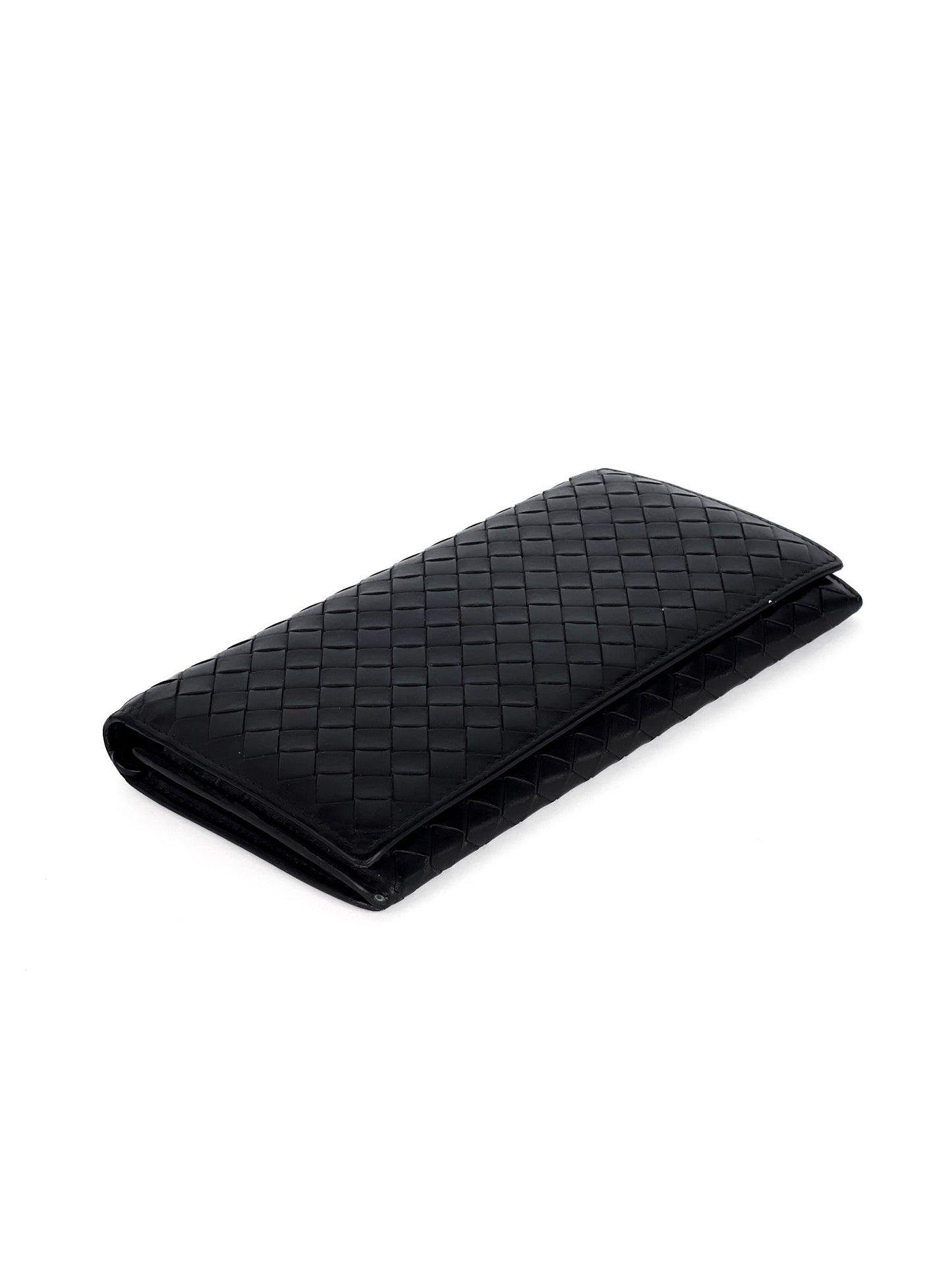 Bottega Veneta Black Intrecciato Leather Continental Wallet