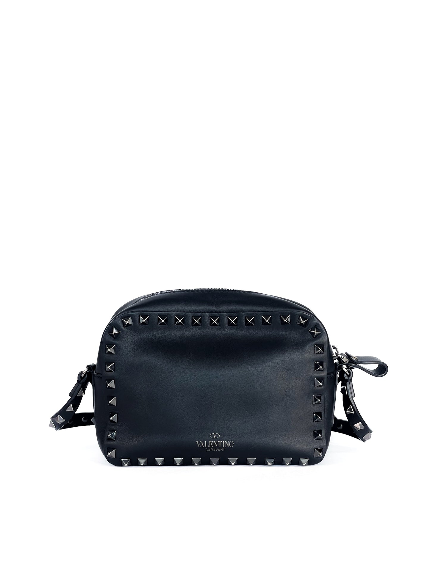 Valentino Garavani X UNDERCOVER Calfskin Rockstud Rose Print Camera Crossbody Bag Black Limited Edition