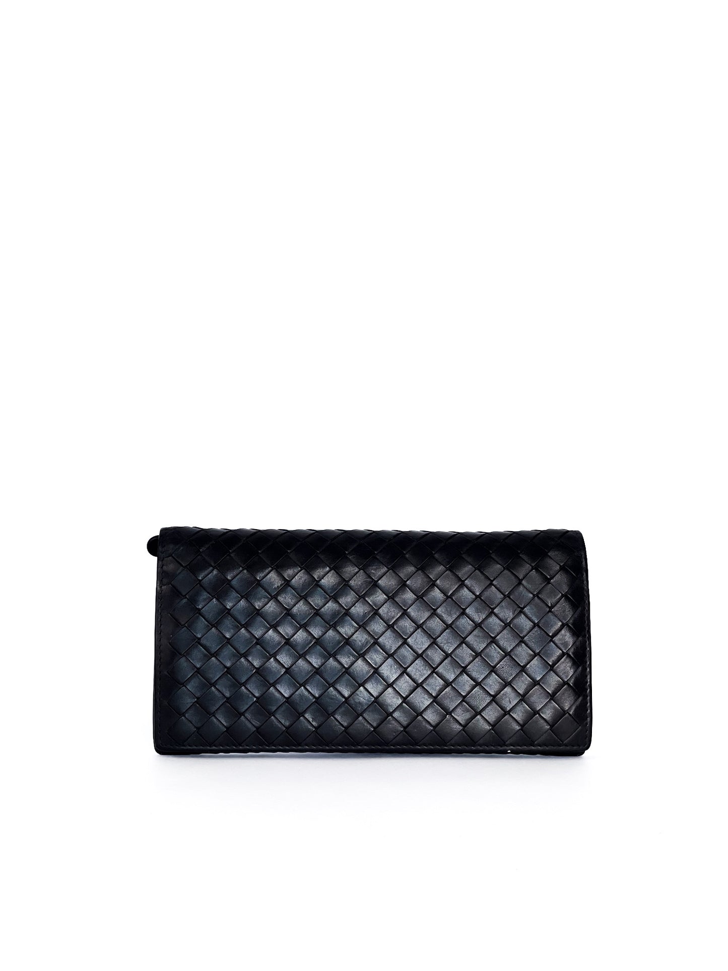 Bottega Veneta Black Intrecciato Leather Continental Wallet