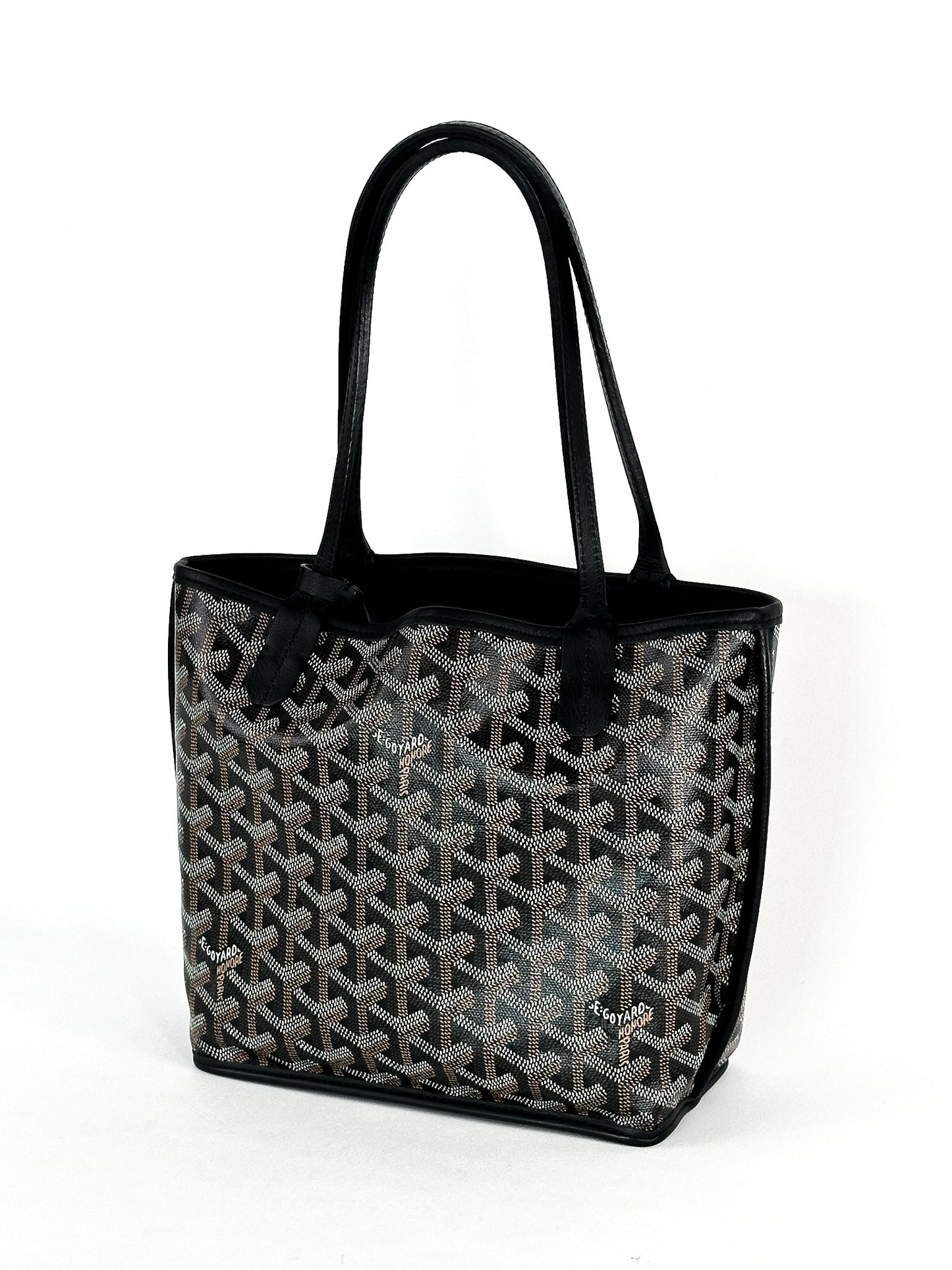 Goyard Black Goyardine Canvas Reversible Mini Anjou Tote
