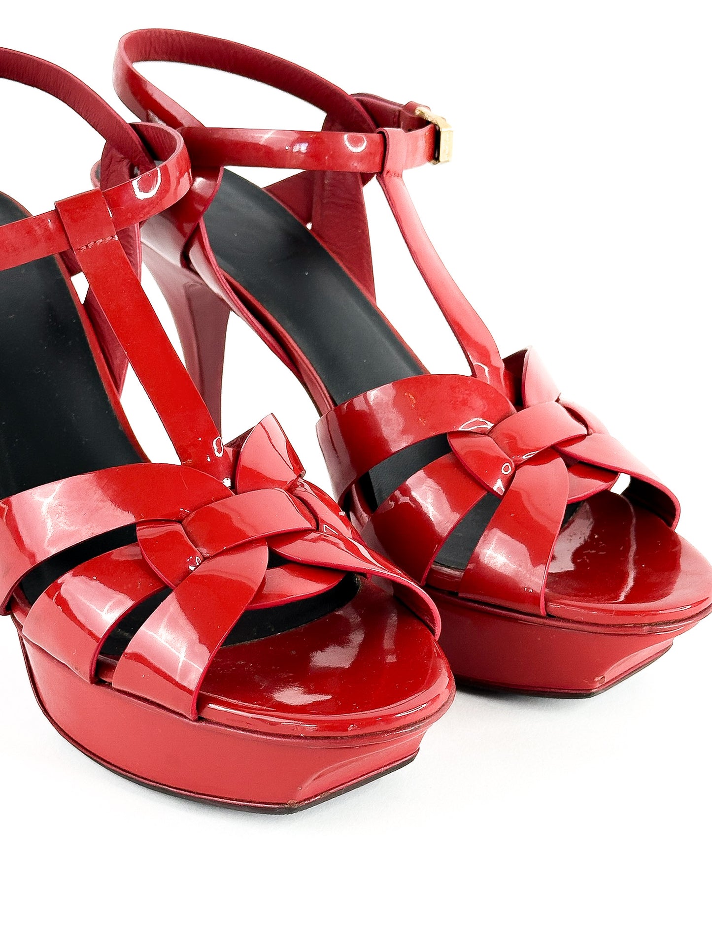 Saint Laurent Red Patent Leather Tribute Sandals Size 39 / 24.5 cm