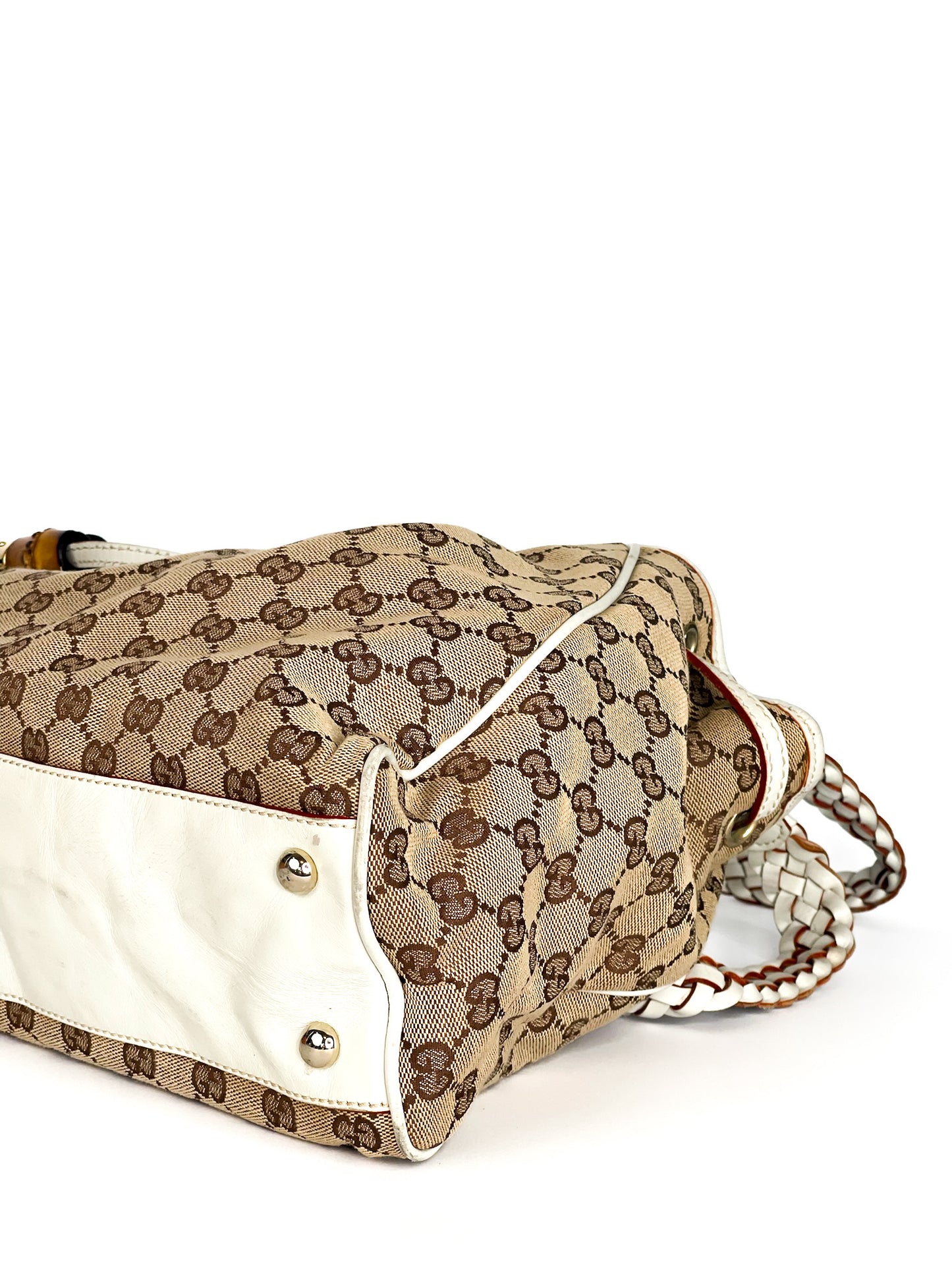 Gucci Monogram Peggy Braided Tote Off White