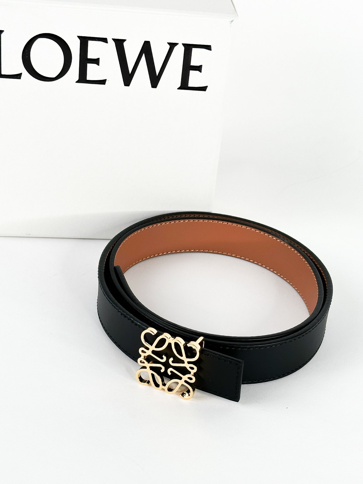 Loewe Anagram Logo Reversible Leather Belt Black/Brown