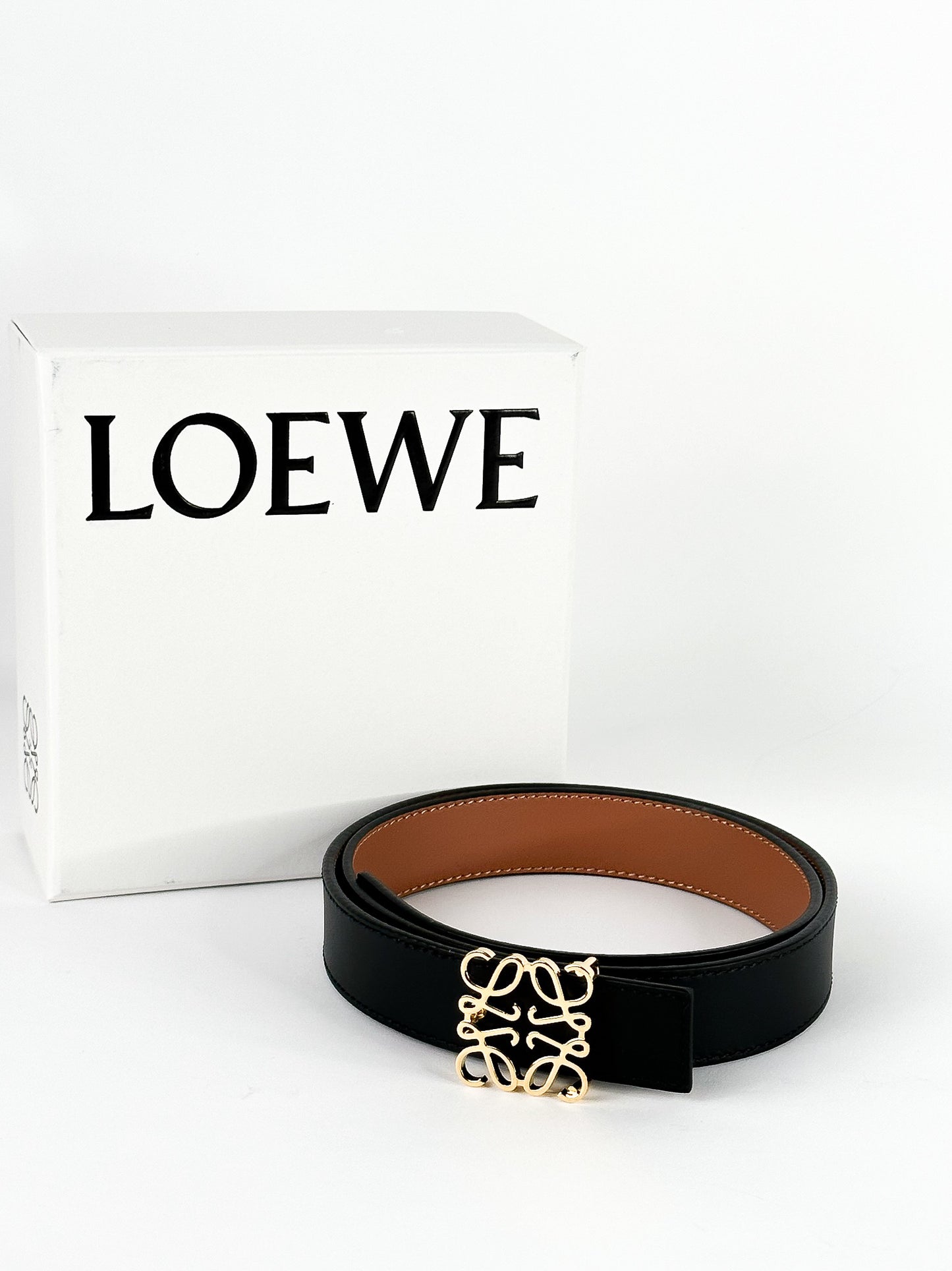 Loewe Anagram Logo Reversible Leather Belt Black/Brown