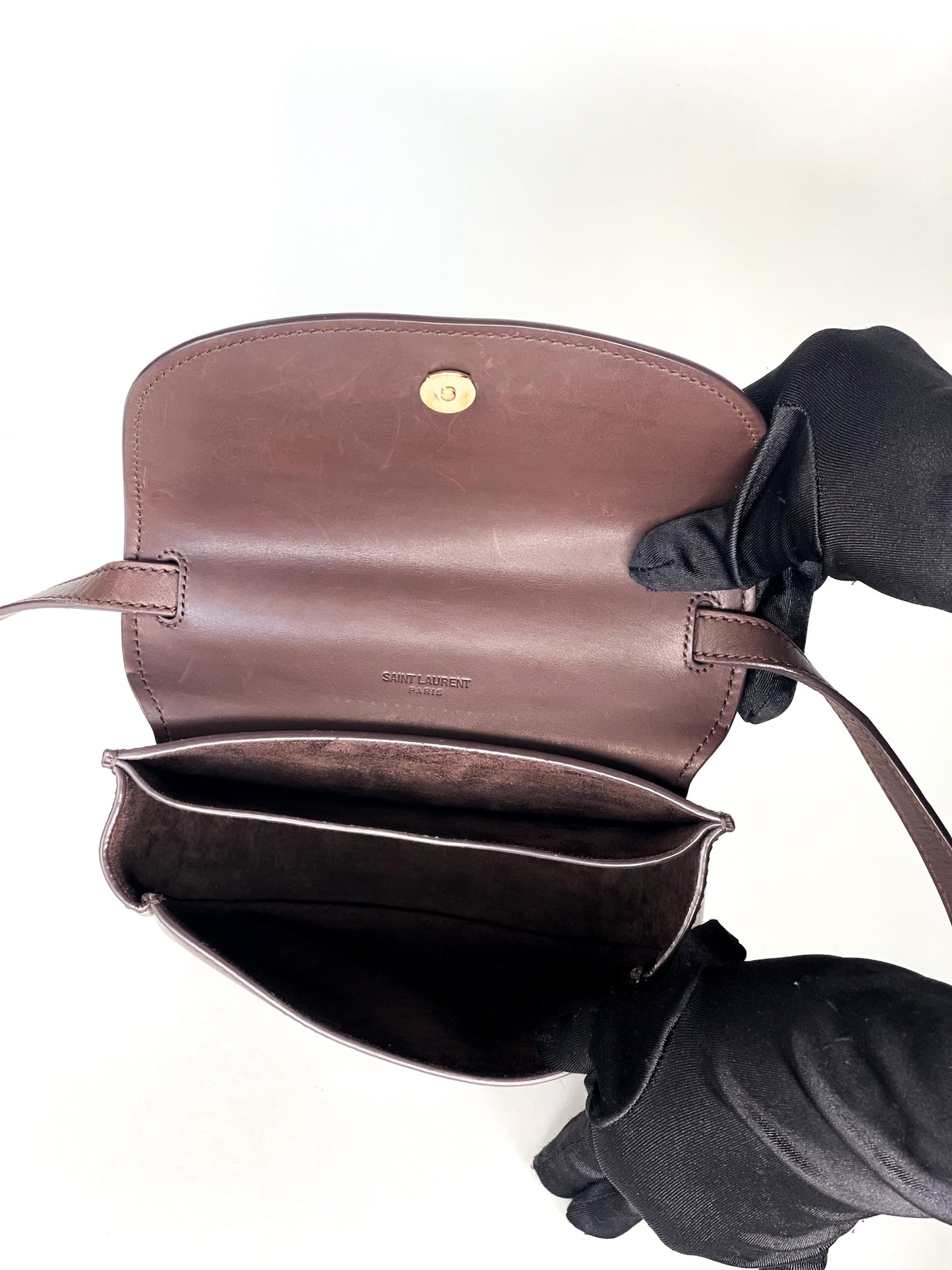 Saint Laurent Kaia Small Satchel Brown