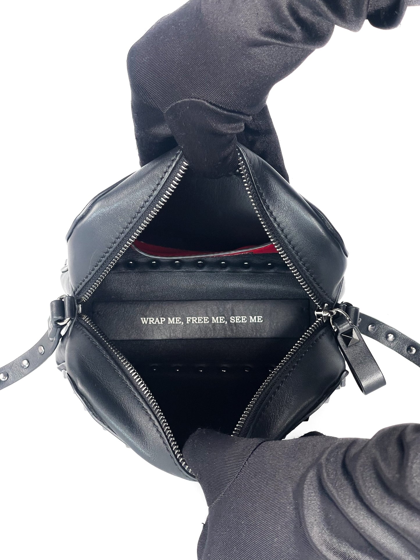 Valentino Garavani X UNDERCOVER Calfskin Rockstud Rose Print Camera Crossbody Bag Black Limited Edition