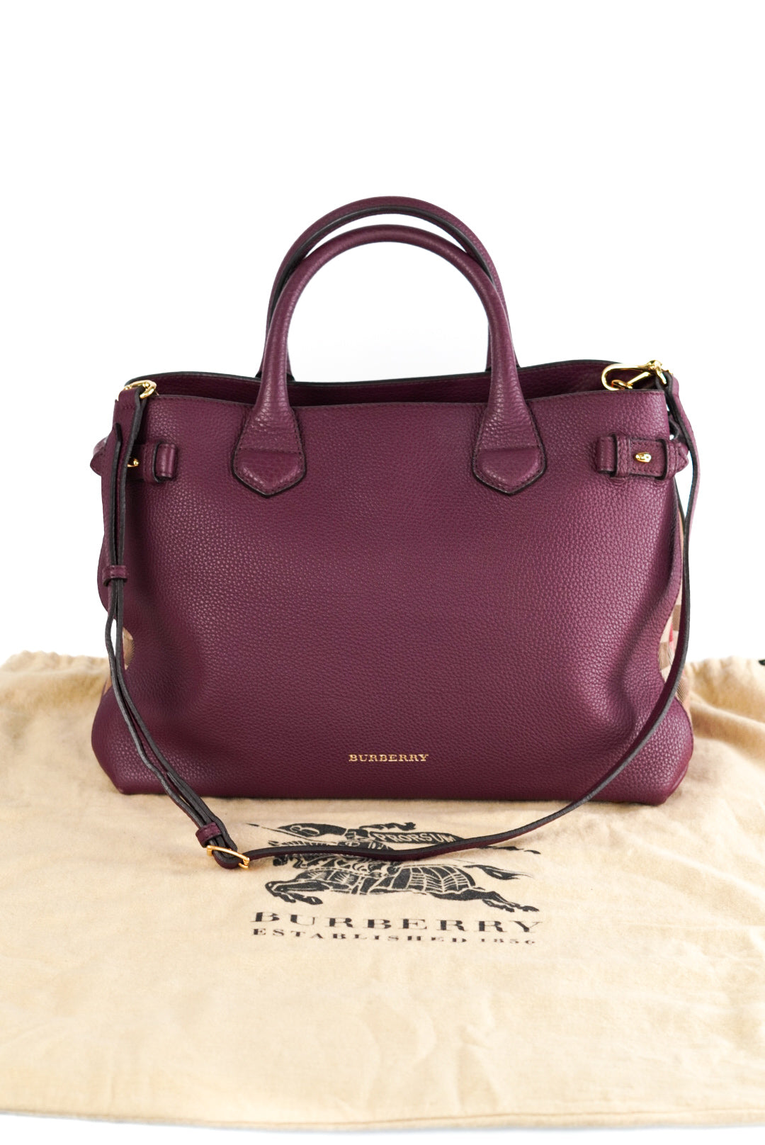 Burberry Medium Leather and House Check Banner Satchel