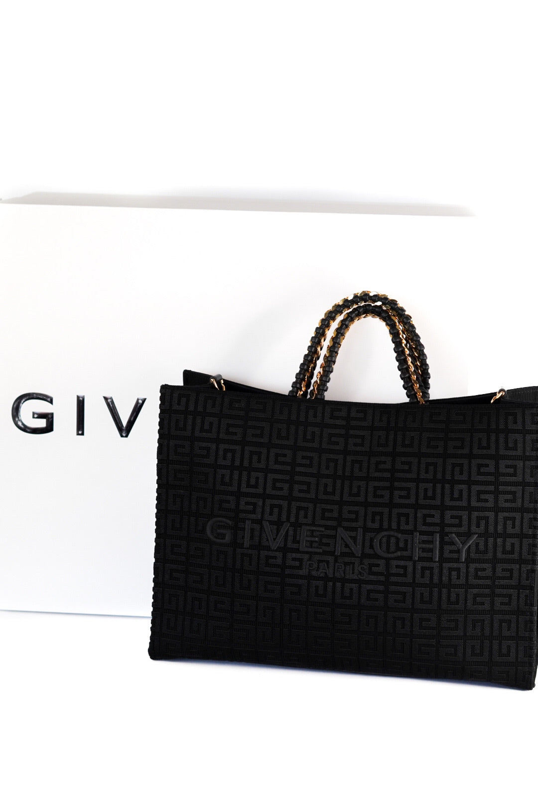 Givenchy Medium G-Tote Shopping Bag in 4G Embroidery with Chain