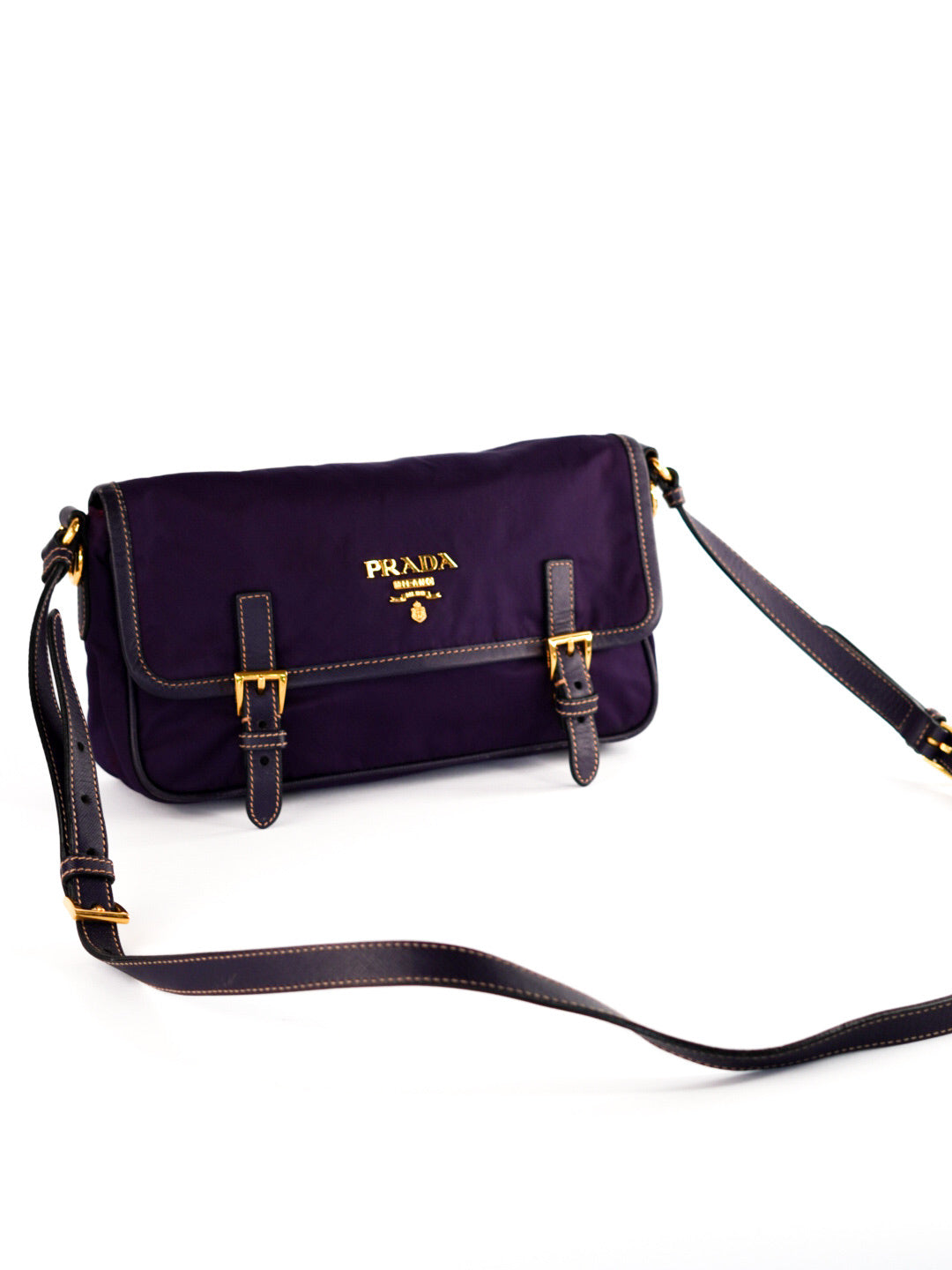 Prada Tessuto Nylon Saffiano Small Flap Messenger Bag
