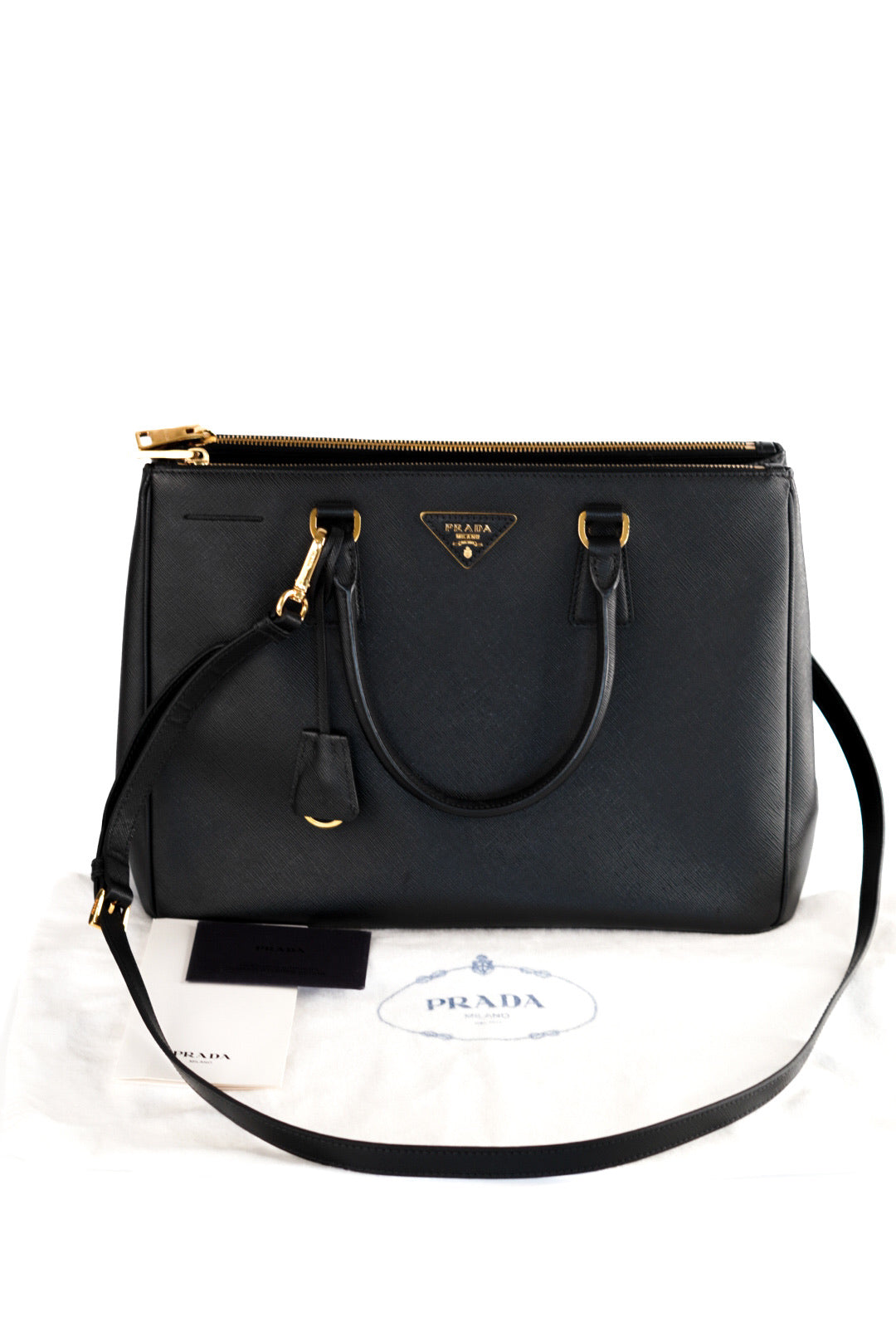 Prada Saffiano Medium Galleria Double Zip Tote Black
