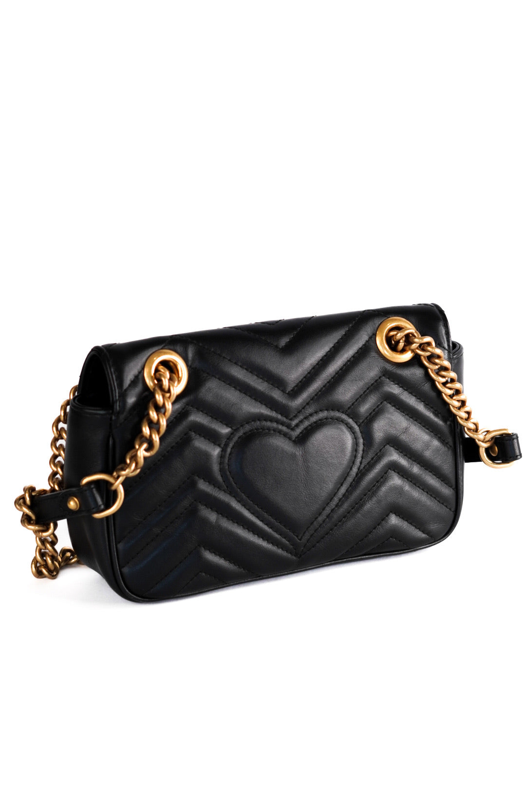 Gucci Calfskin Matelasse Mini GG Marmont Shoulder Bag Black