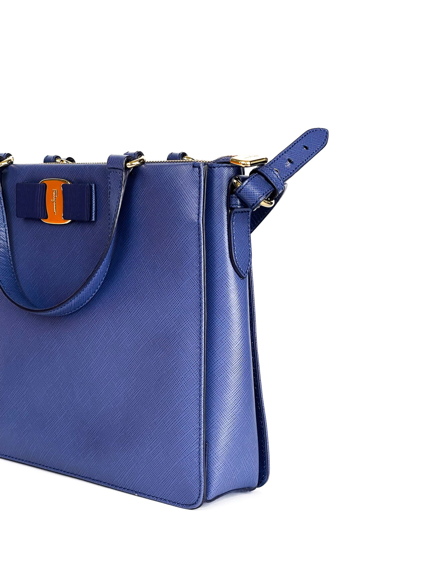 Salvatore Ferragamo Printed Calfskin Tracy Vara Tote New Iris