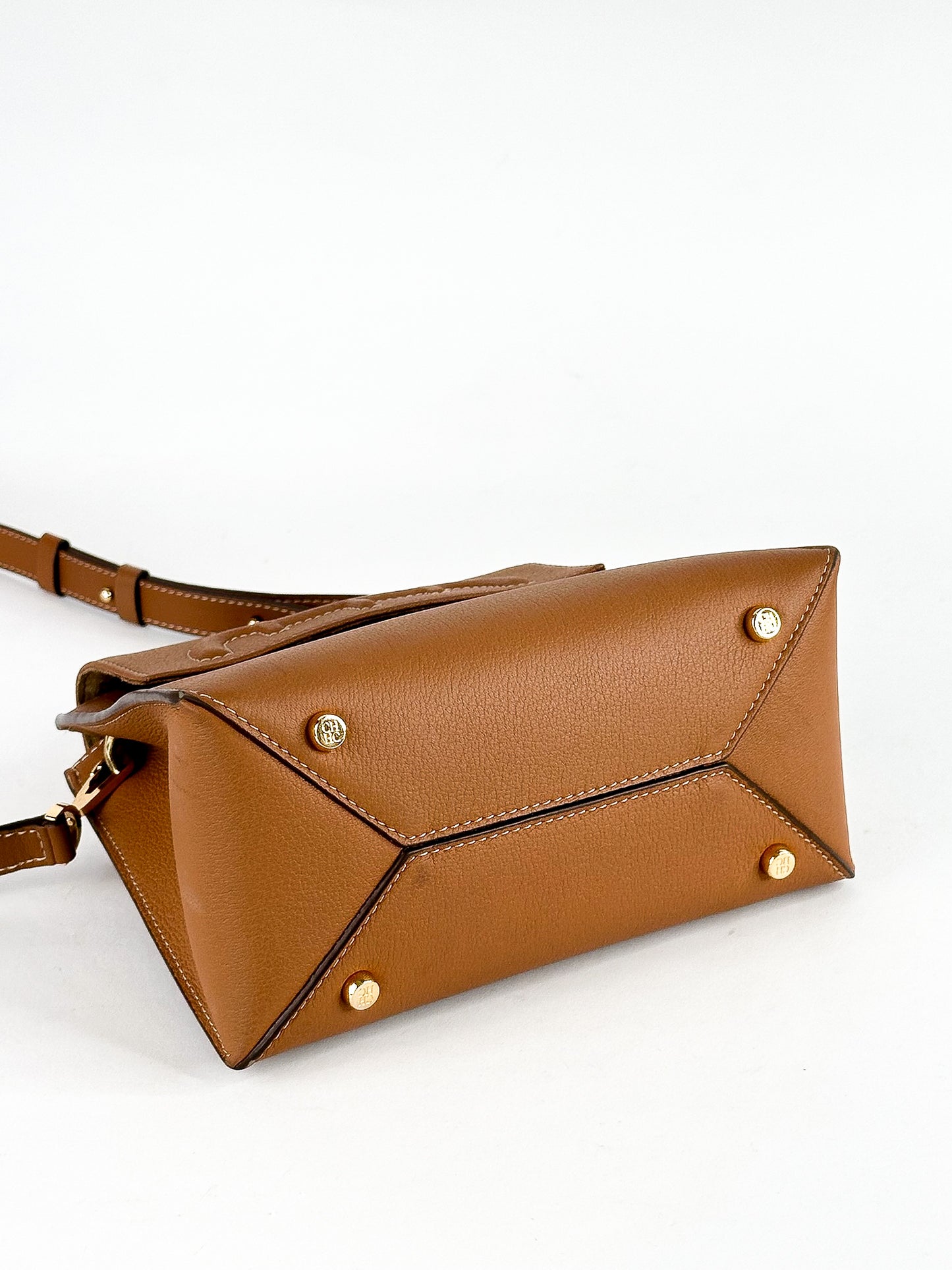 Carolina Herrera Doma Insignia Satchel Small in Cognac