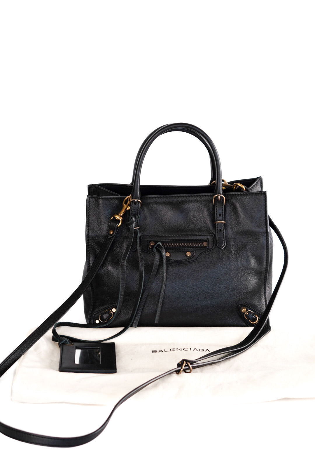 Balenciaga Calfskin Papier Mini A4 Tote Black