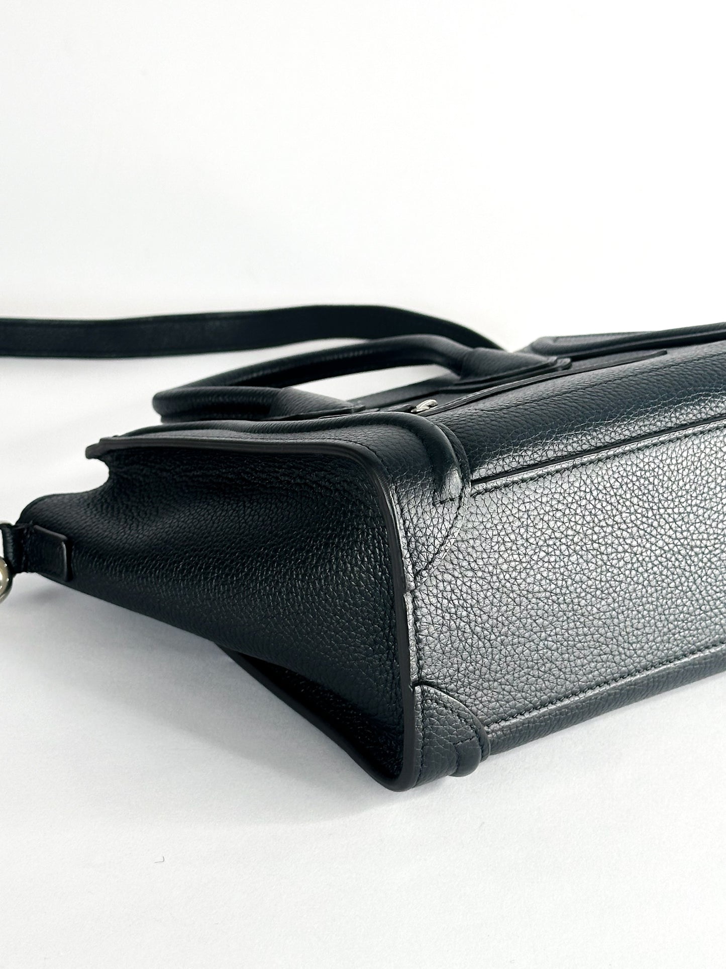 Celine Nano Luggage Bag In Drummed Calfskin Leather