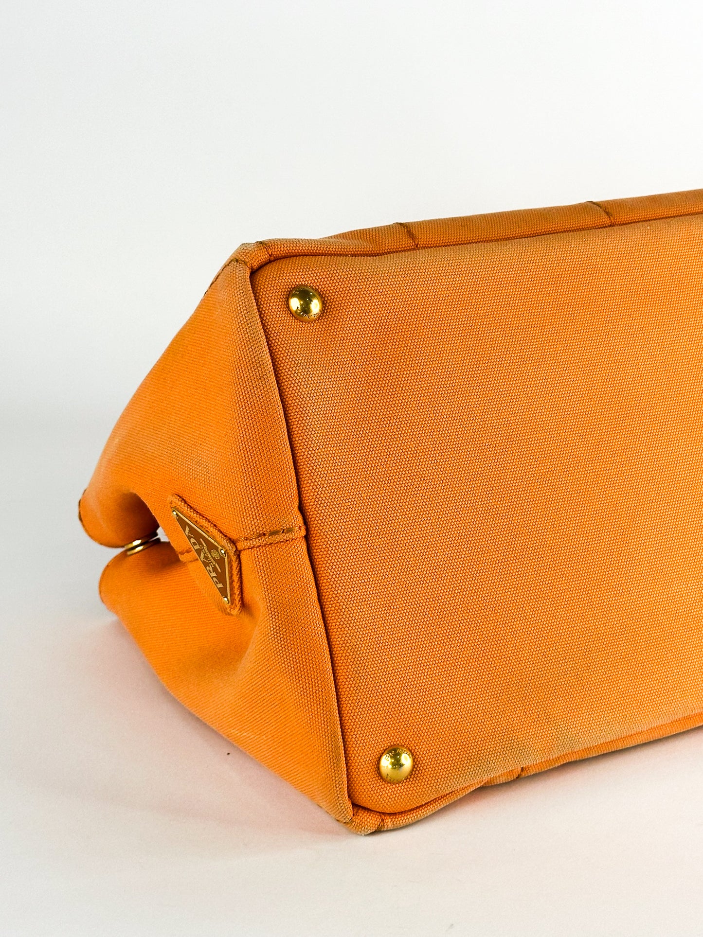 Prada Canapa Canvas Satchel Orange
