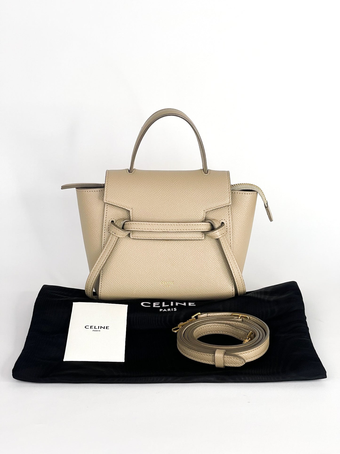 Celine Grained Calfskin Pico Belt Bag Light Taupe