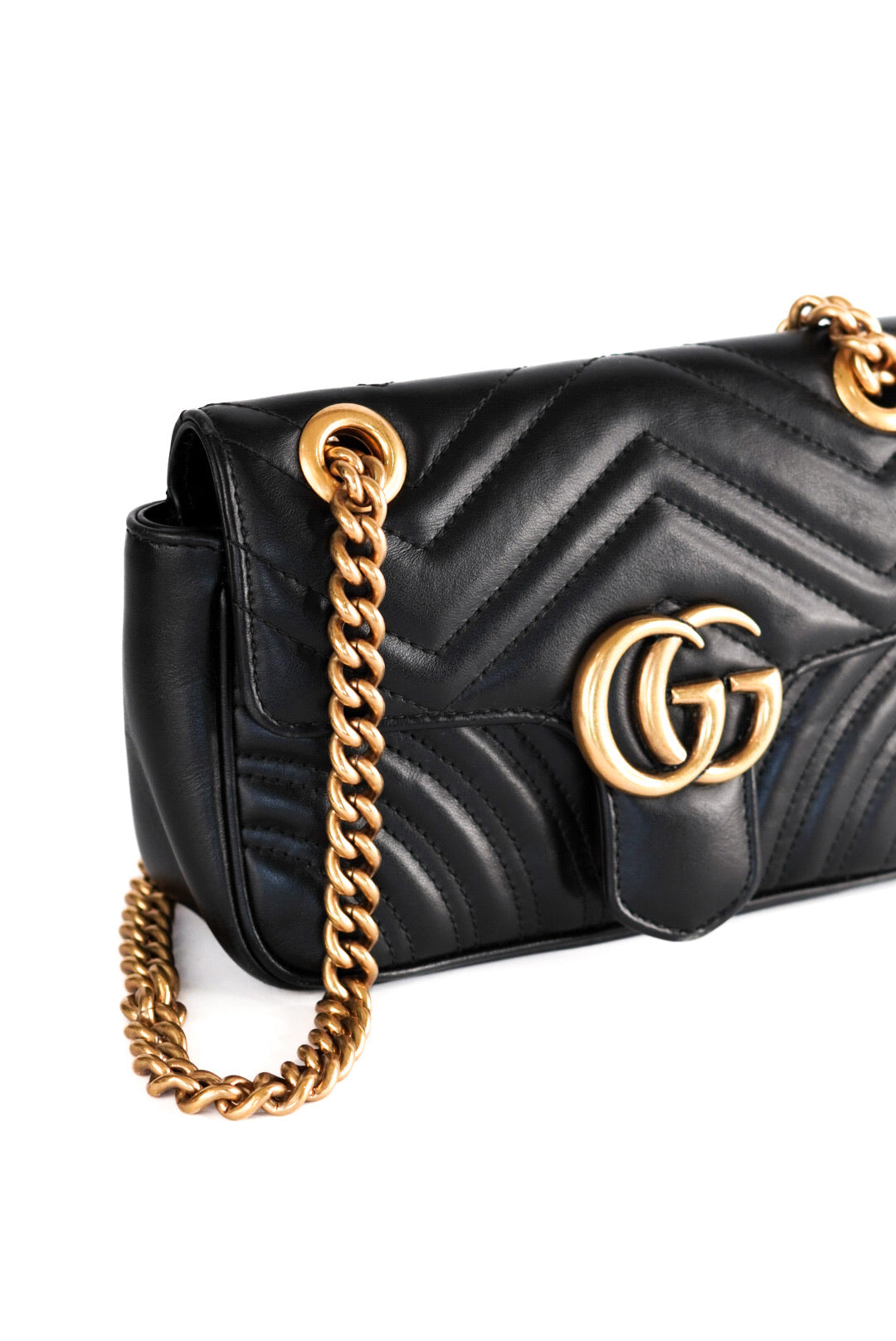 Gucci Calfskin Matelasse Mini GG Marmont Shoulder Bag Black