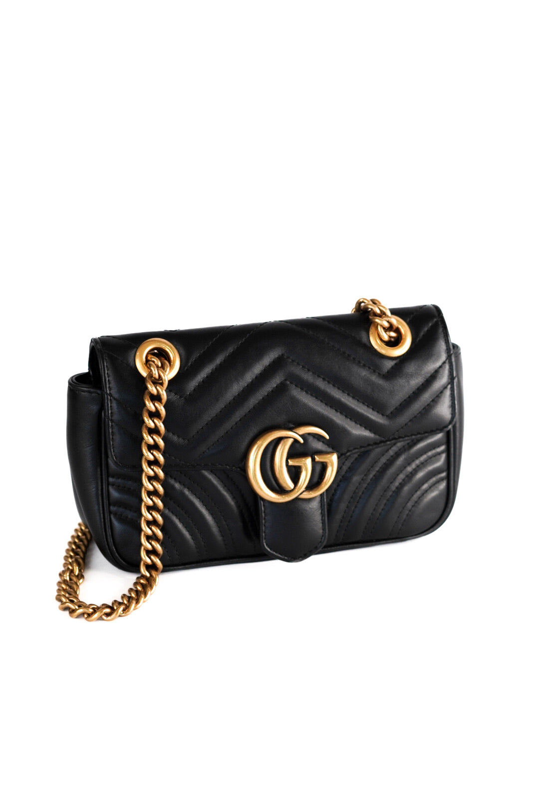 Gucci Calfskin Matelasse Mini GG Marmont Shoulder Bag Black