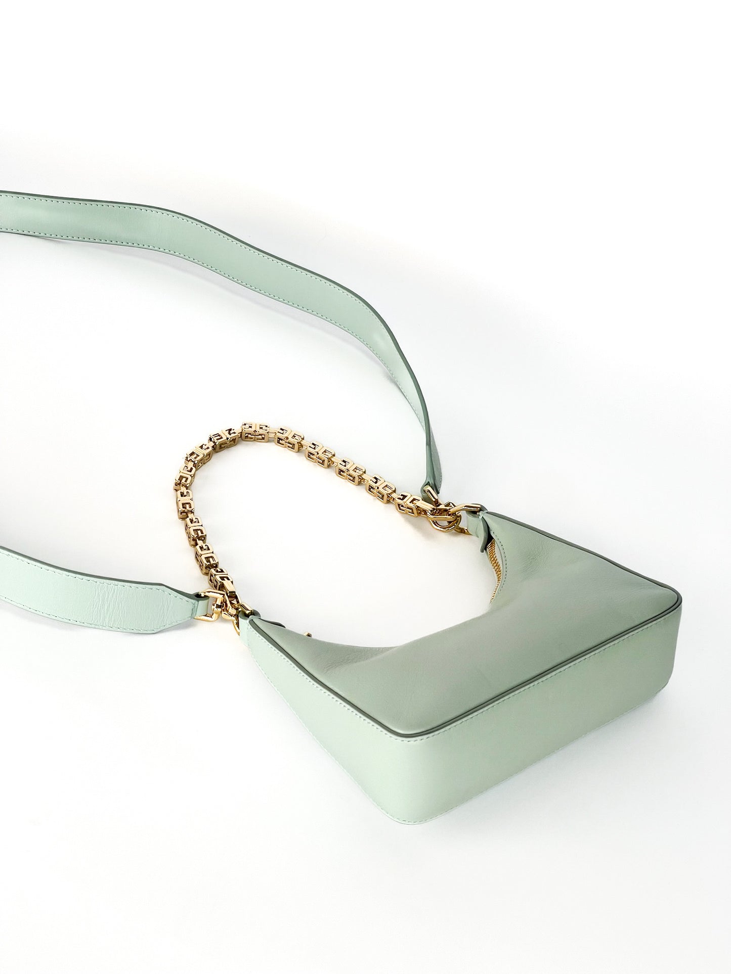 Givenchy Smooth Calfskin Mini Moon Cut Out Shoulder Bag Celadon