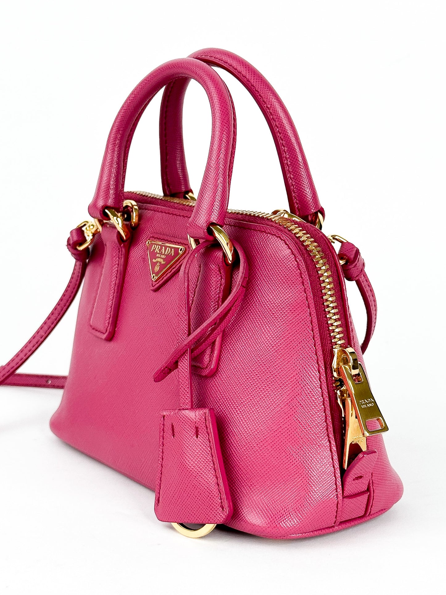 Prada Mini Saffiano Promenade Bag, Fuschia Pink