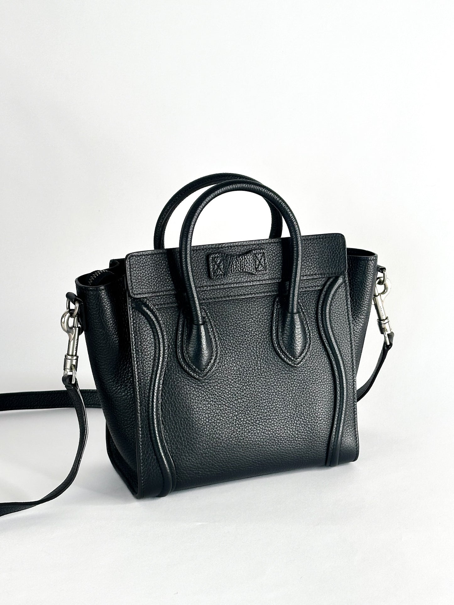 Celine Nano Luggage Bag In Drummed Calfskin Leather