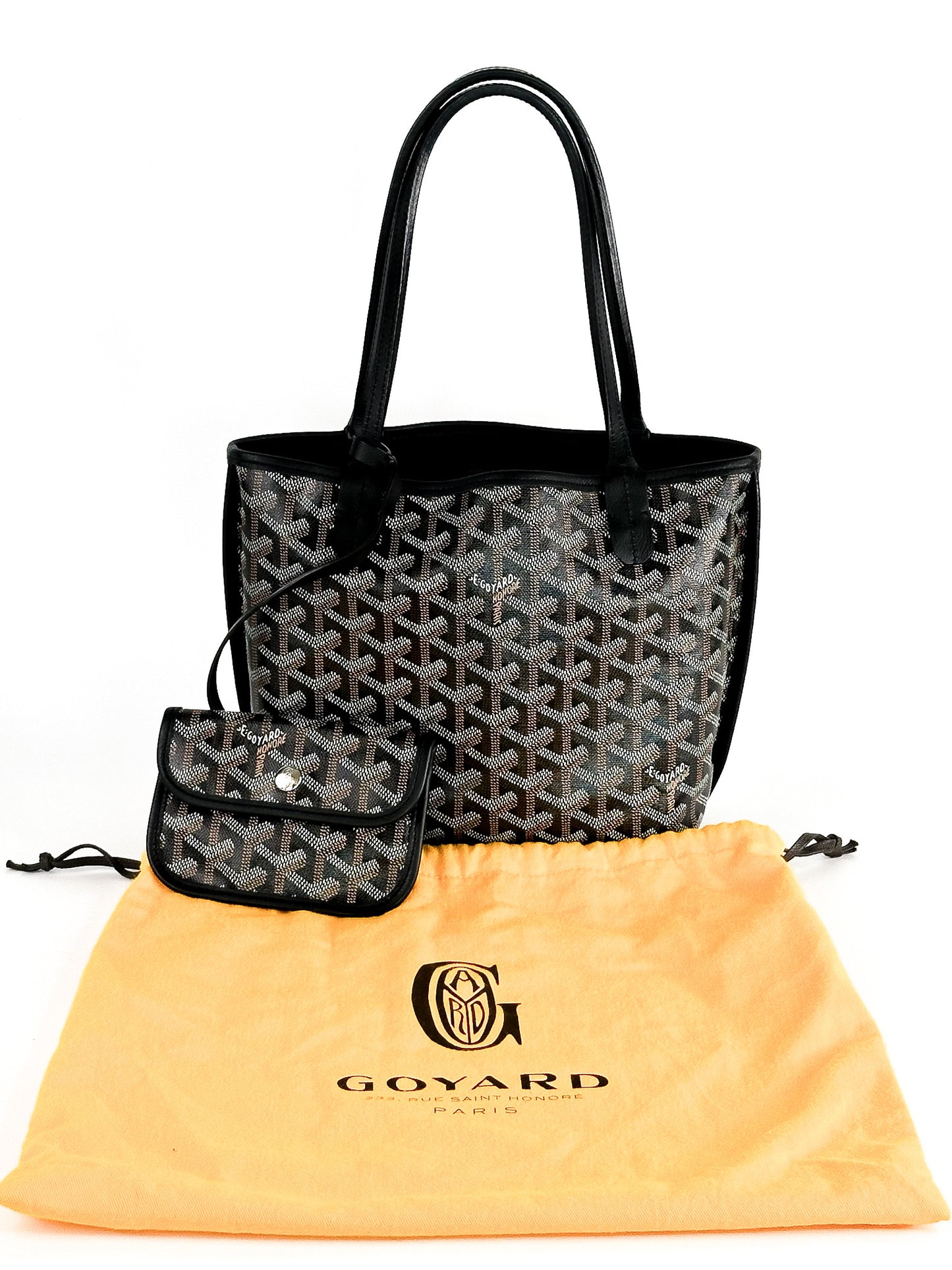 Goyard Black Goyardine Canvas Reversible Mini Anjou Tote