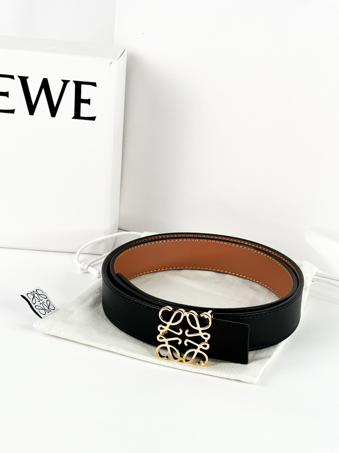 Loewe Anagram Logo Reversible Leather Belt Black/Brown