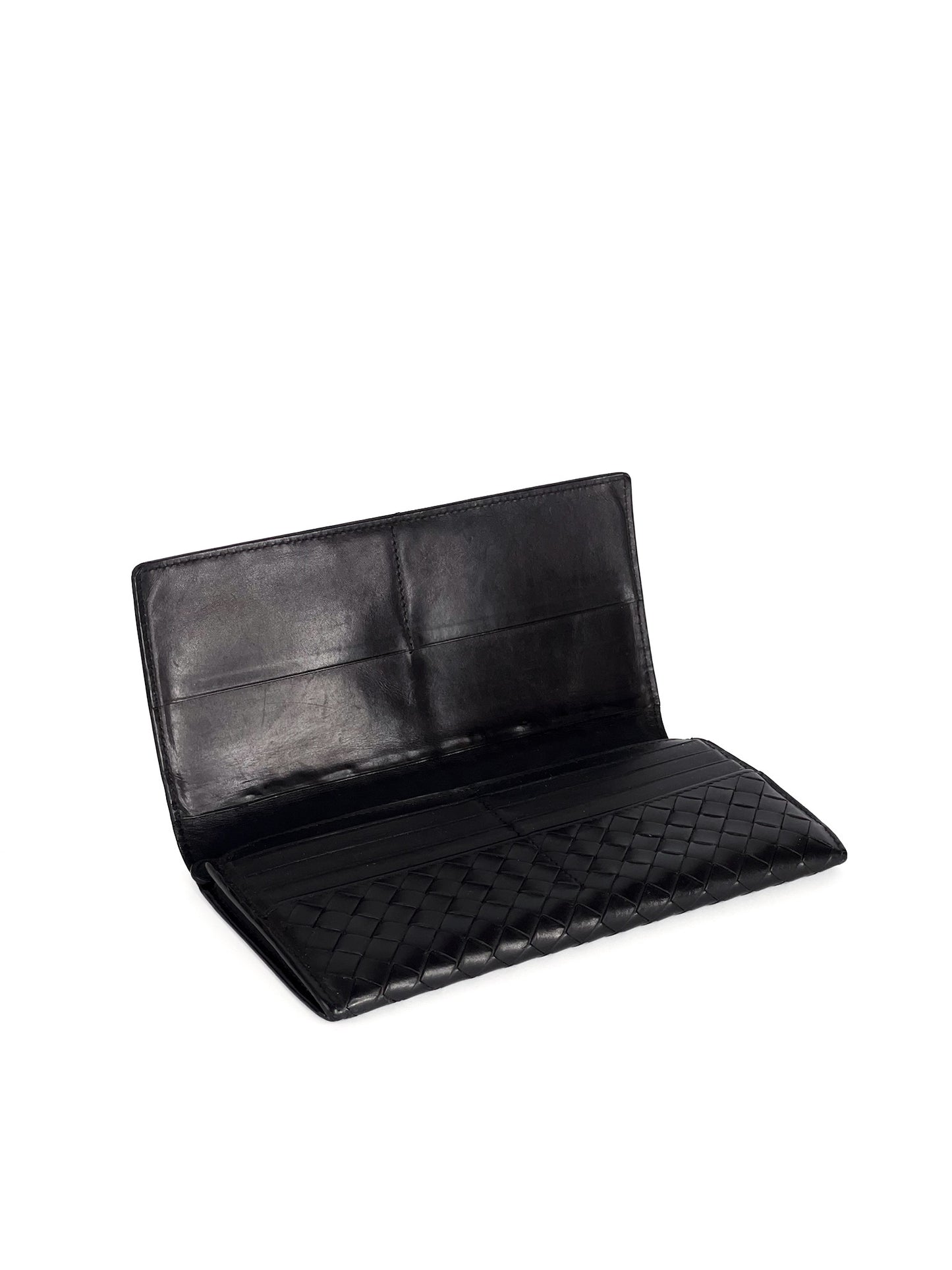 Bottega Veneta Black Intrecciato Leather Continental Wallet