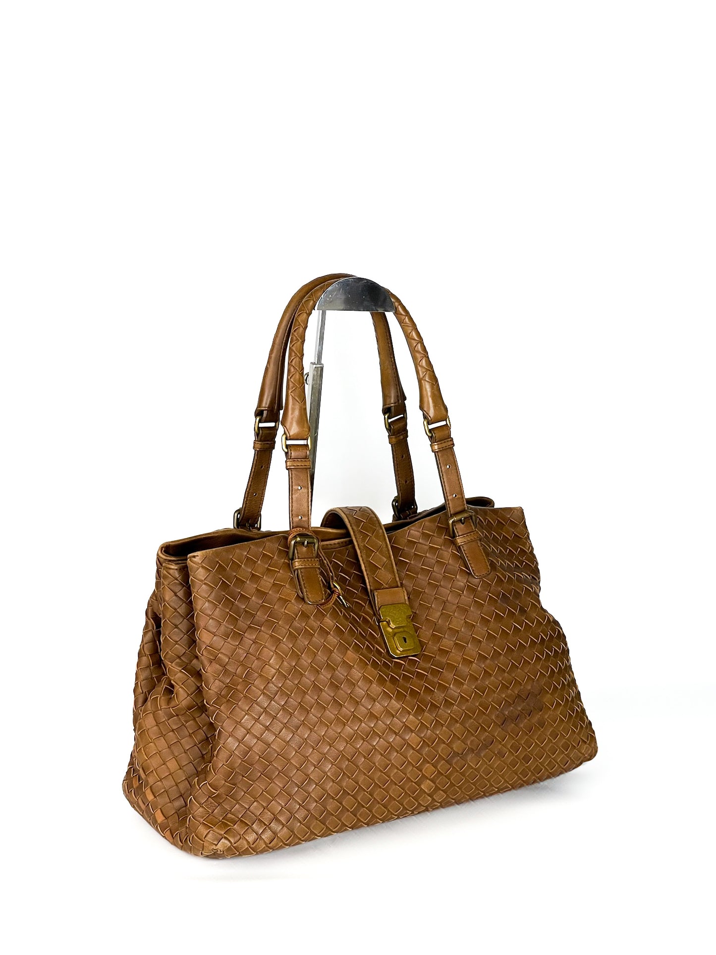 Bottega Veneta Tan Intrecciato Leather Roma Tote