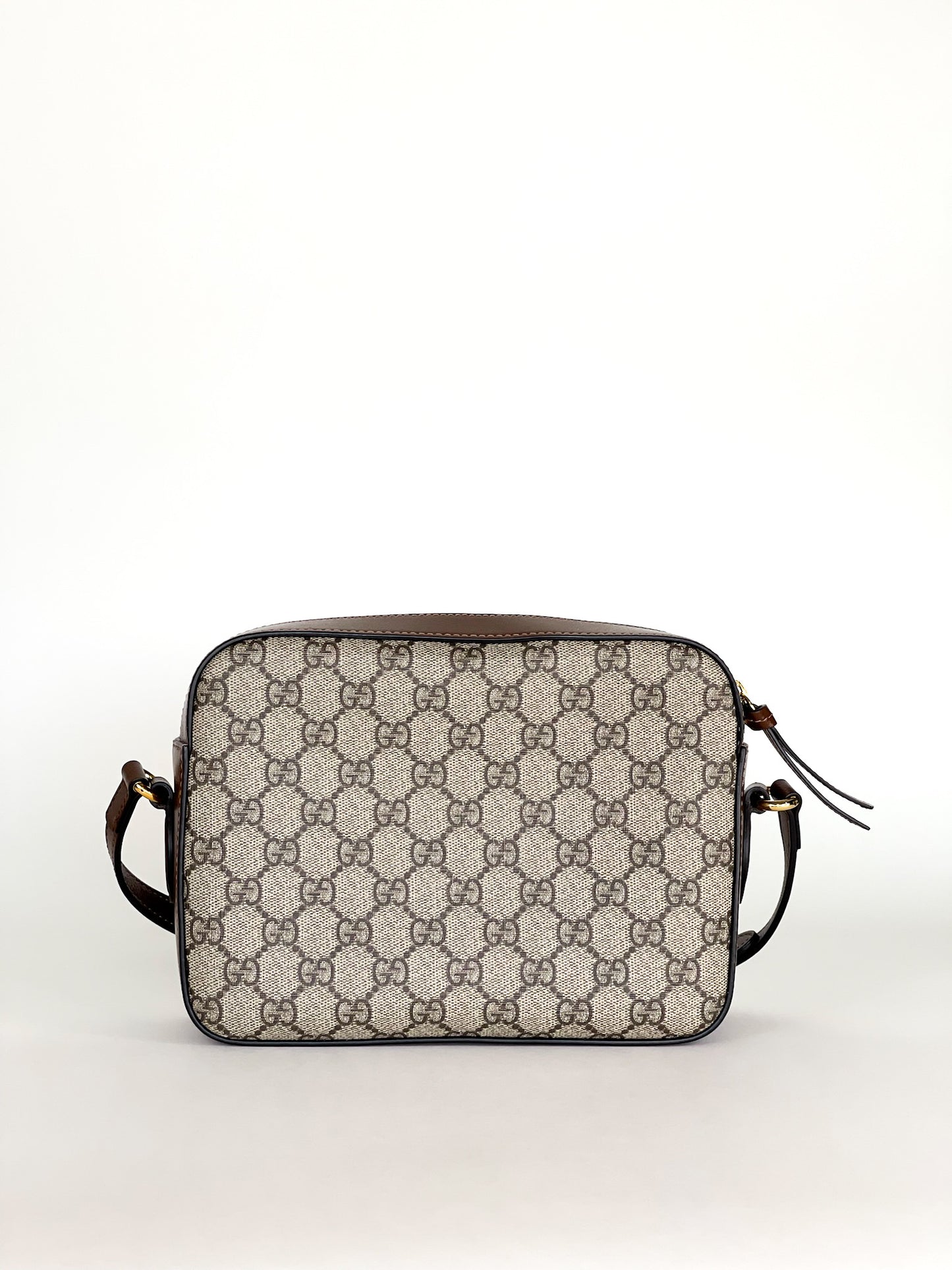 Gucci Small Horsebit Beige/Brown GG Supreme Canvas and Leather Shoulder Bag